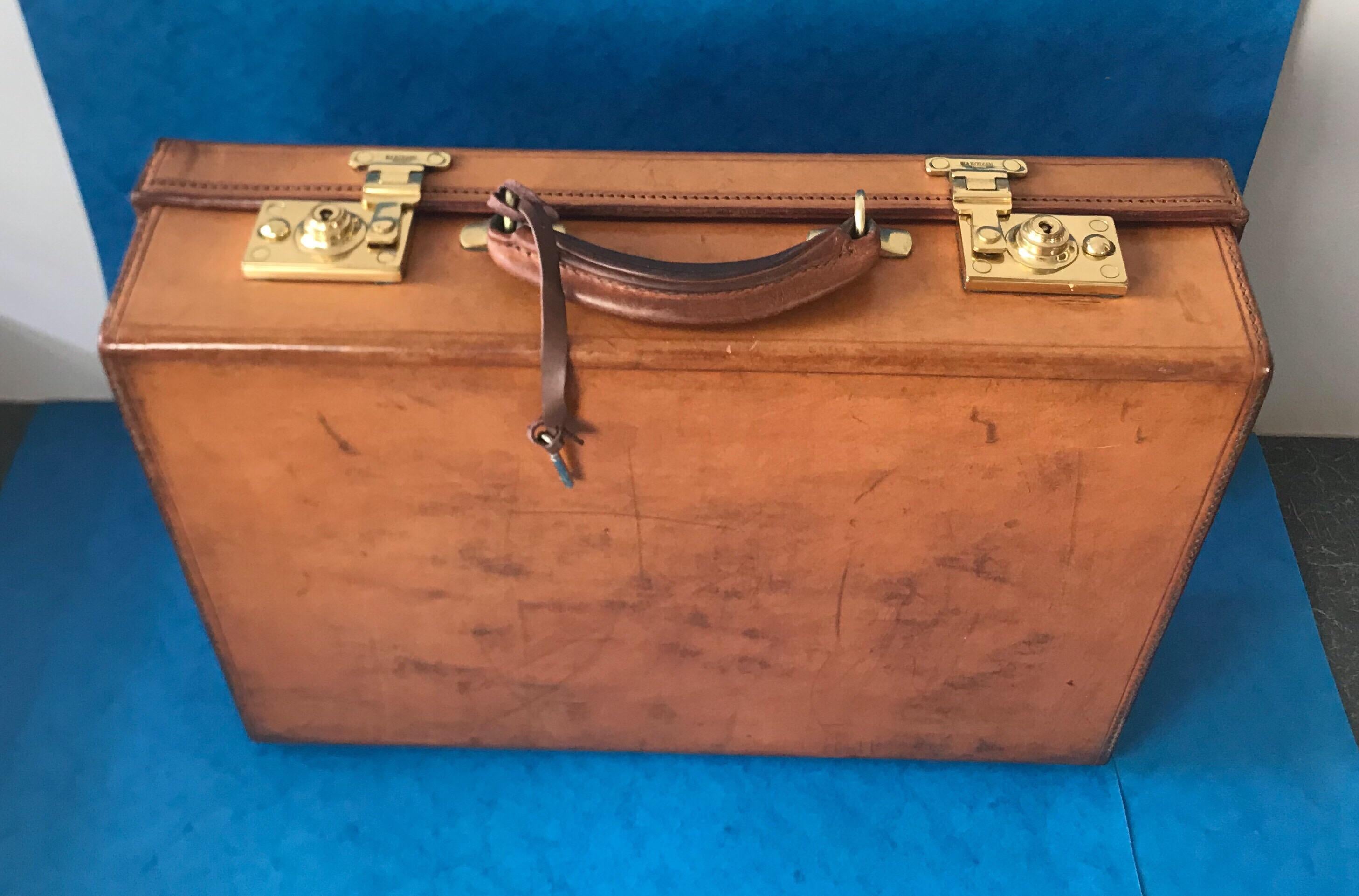 1960-1970 Hide Leather Attaché Case by “W & H Gidden” 2