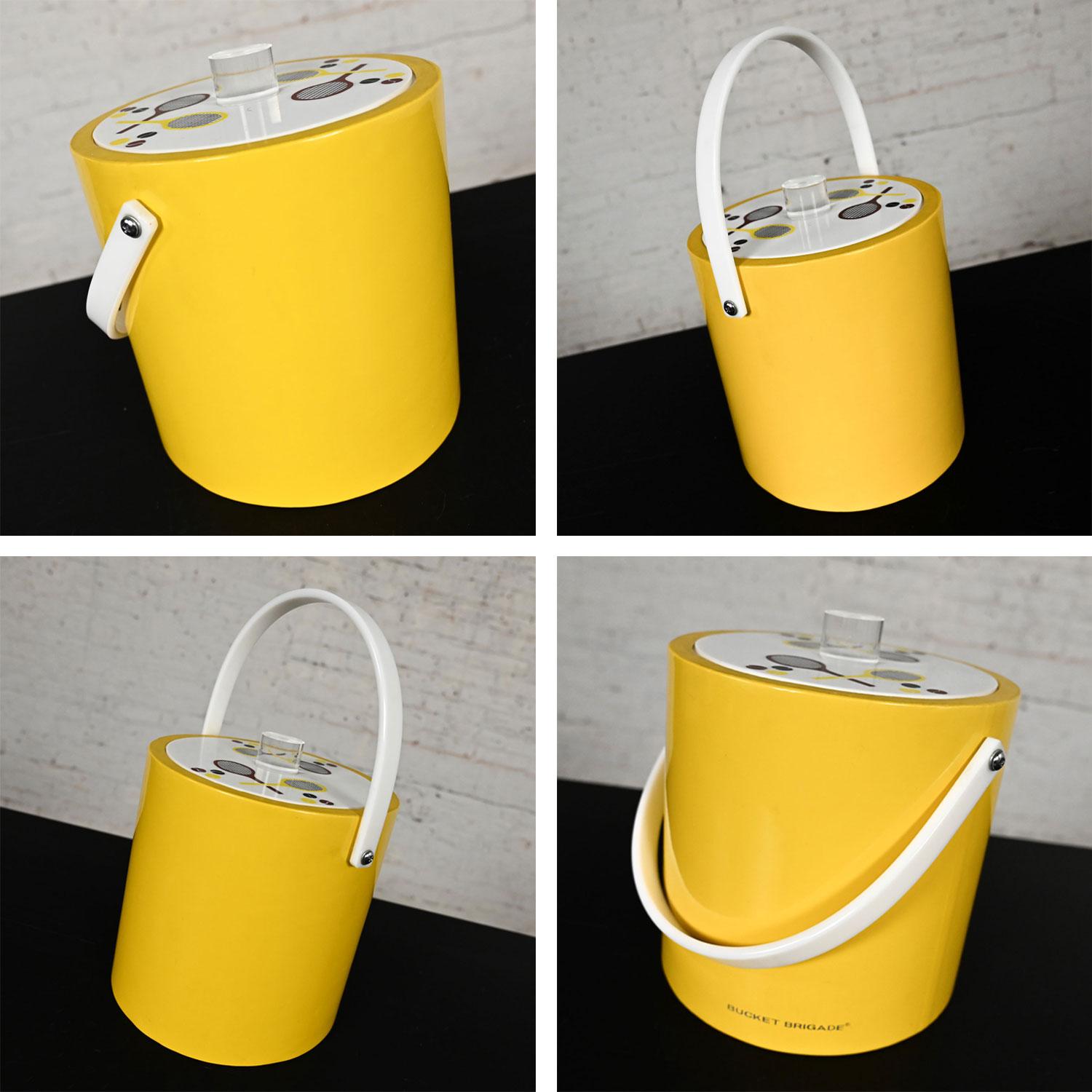 MCM Morgan & Company Bucket Brigade Ice Bucket Yellow W/ Tennis Design 1960-1970 1