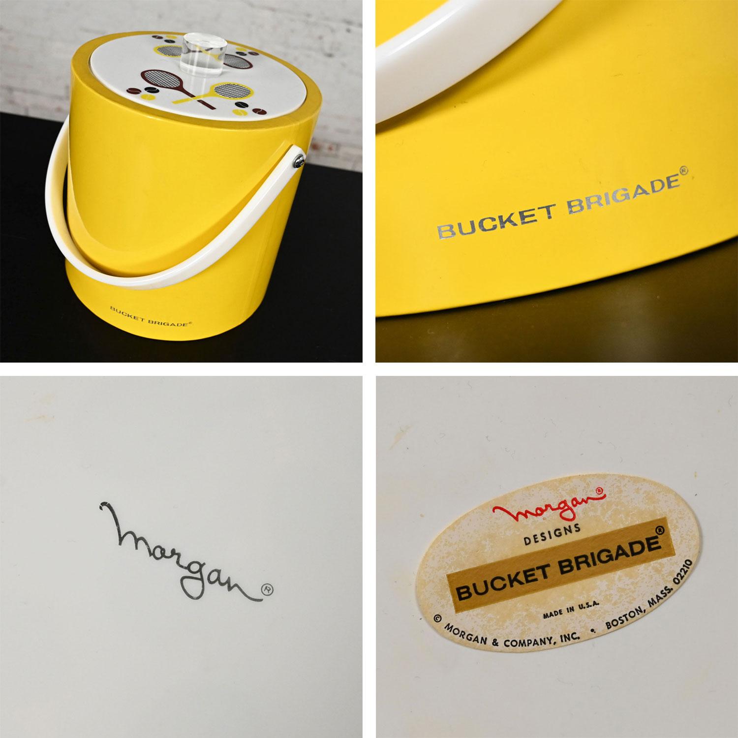 MCM Morgan & Company Bucket Brigade Ice Bucket Yellow W/ Tennis Design 1960-1970 3