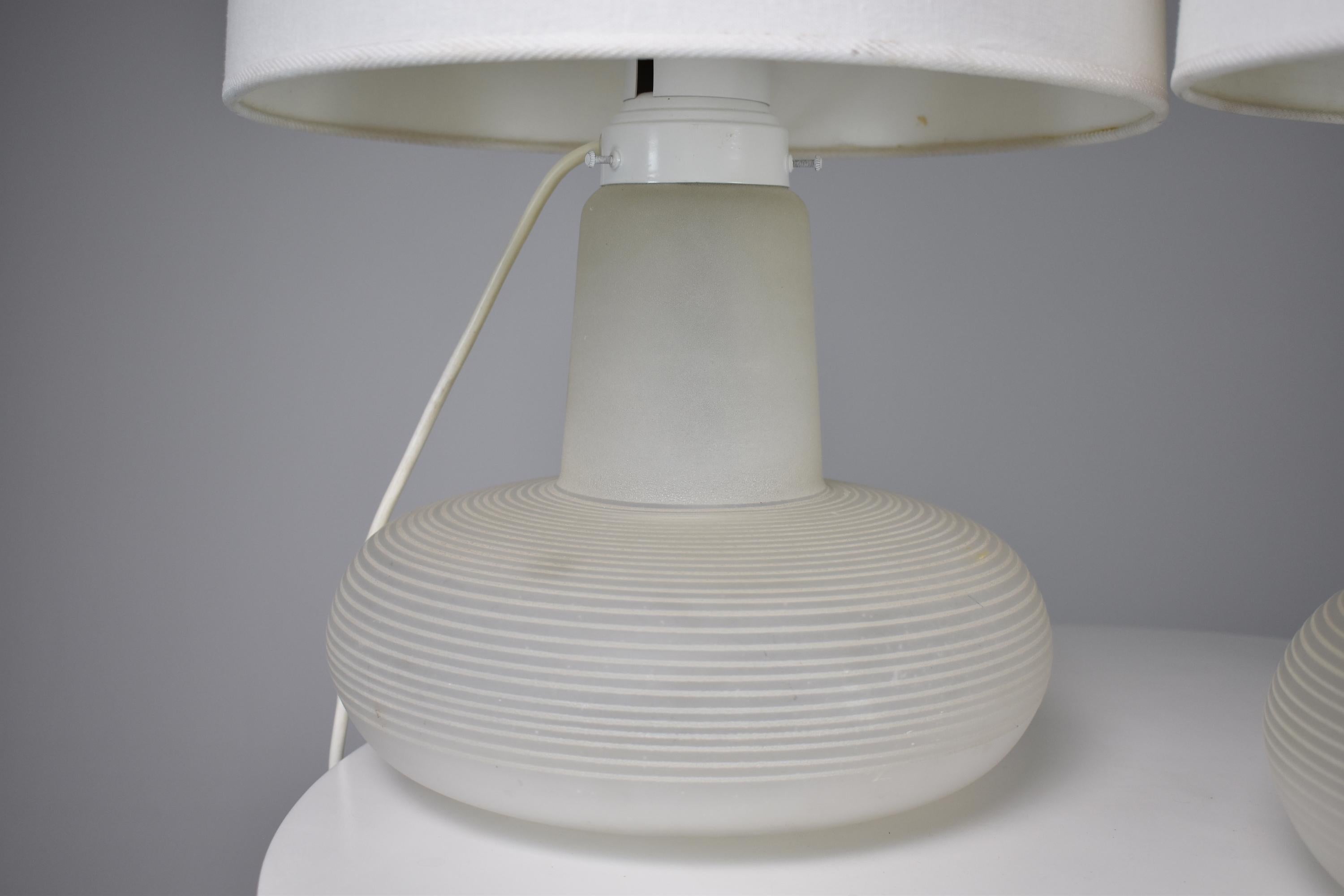 1960-1970 Pair of Italian Murano Table Lamps Attributed to Carlos Nason 1
