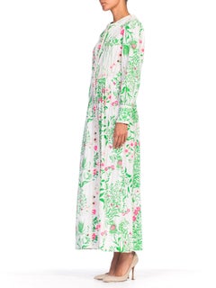 1960 - 1970s Lilly Pulitzer Size Large Floral Cotton & Lace Dress