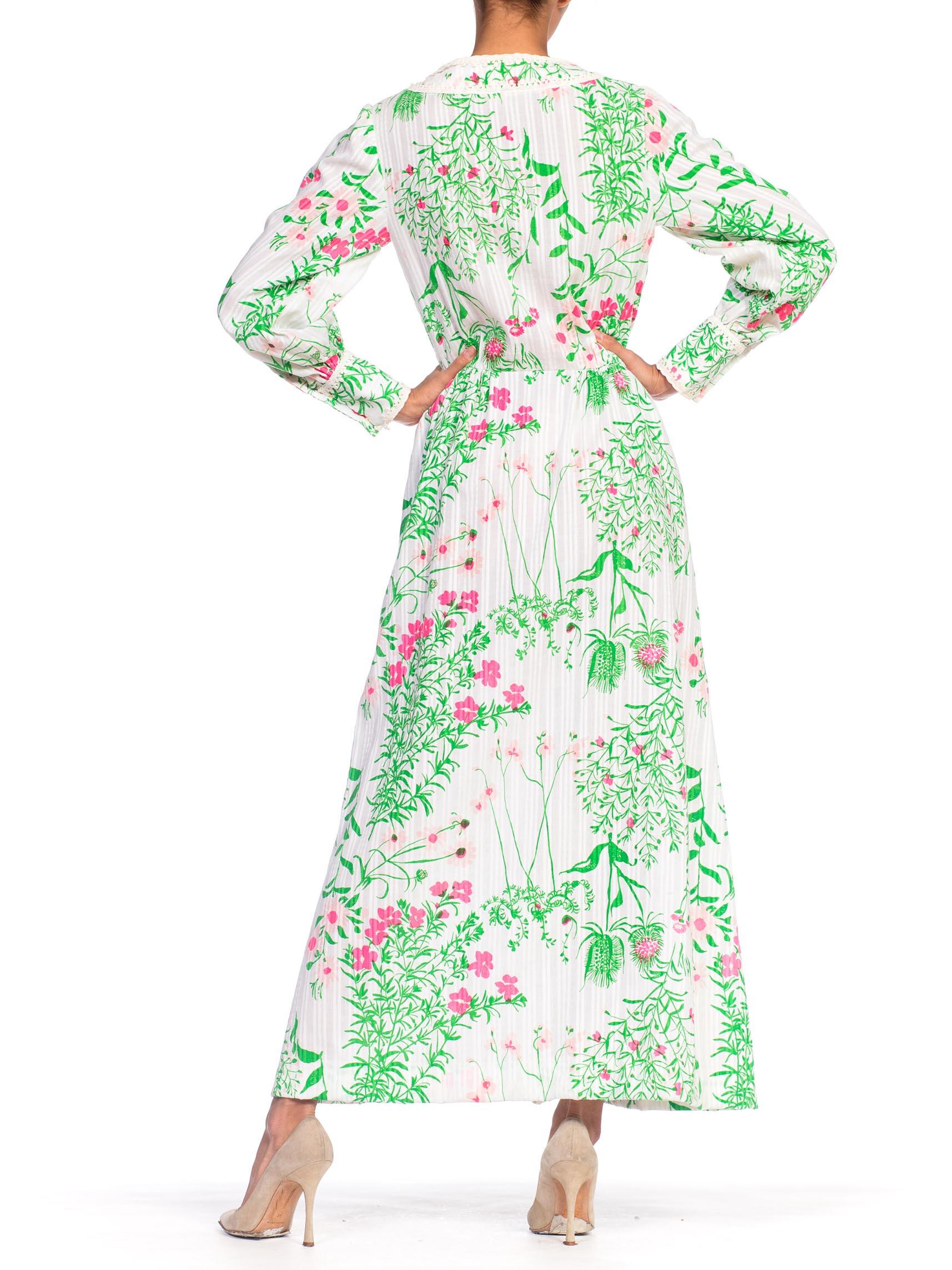 Women's 1960 - 1970s Lilly Pulitzer Size Large Floral Cotton & Lace Dress