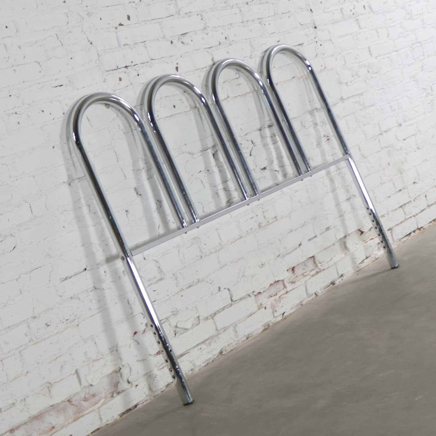 1960-1970’s Mid-Century Modern Chrome Tube Four Arch Full-Size Headboard For Sale 8