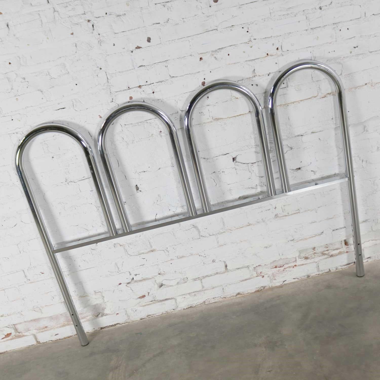 American 1960-1970’s Mid-Century Modern Chrome Tube Four Arch Full-Size Headboard For Sale