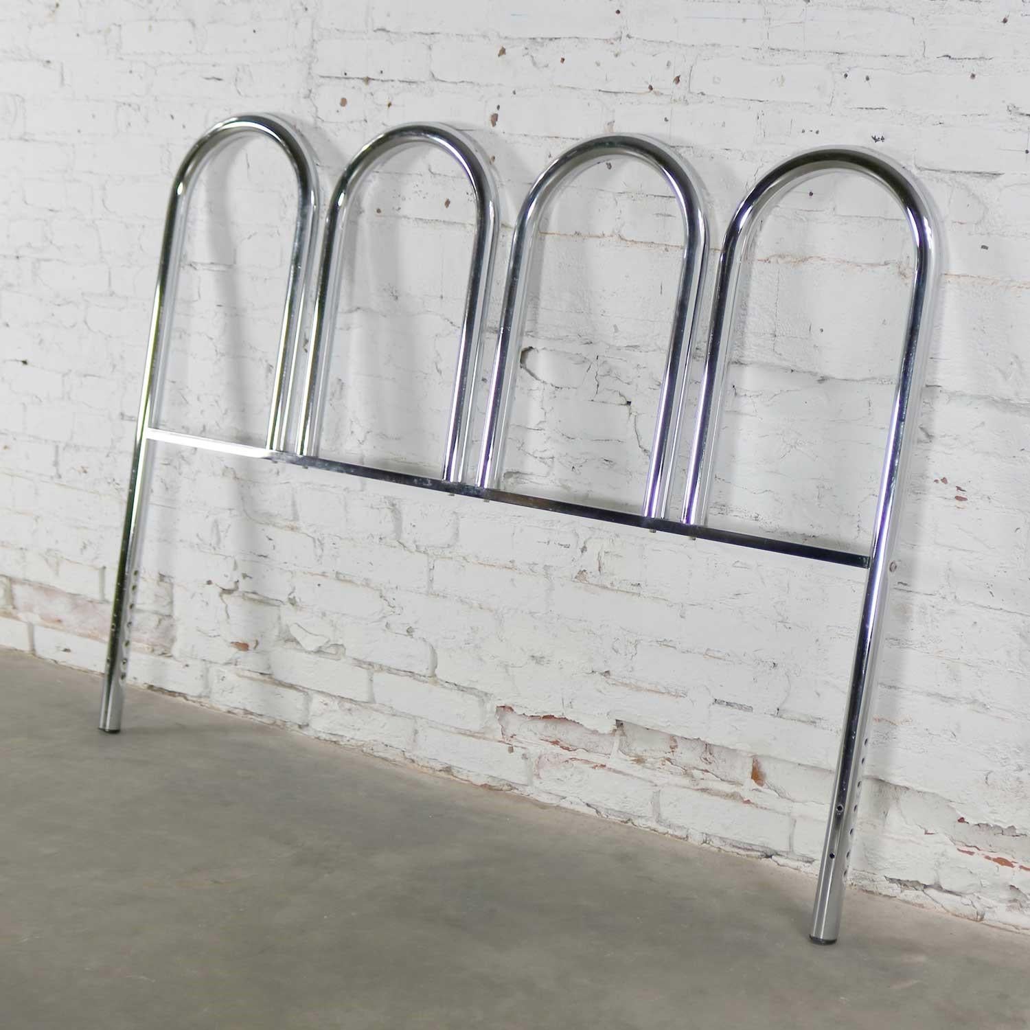 1960-1970’s Mid-Century Modern Chrome Tube Four Arch Full-Size Headboard For Sale 1