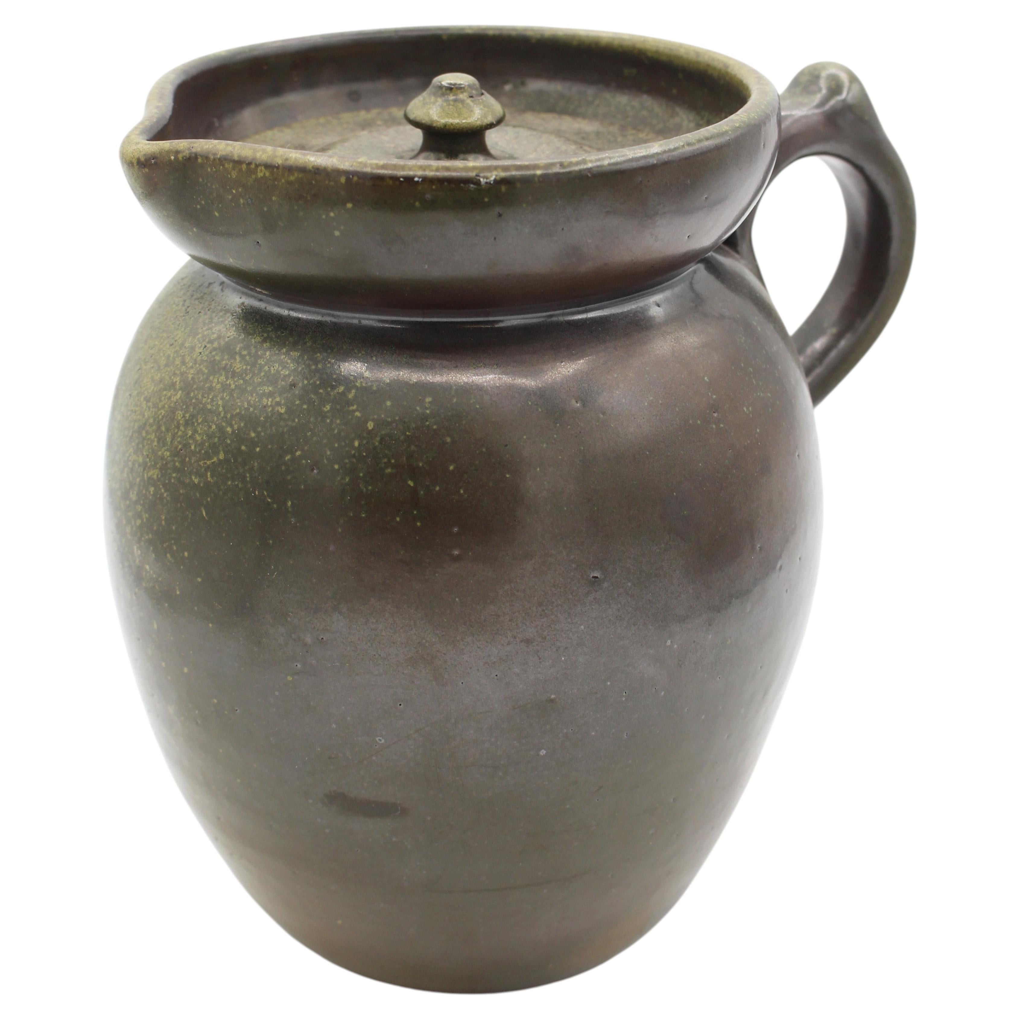 1960-1972 American Ben Owen Master Potter Stamped Lidded Pitcher