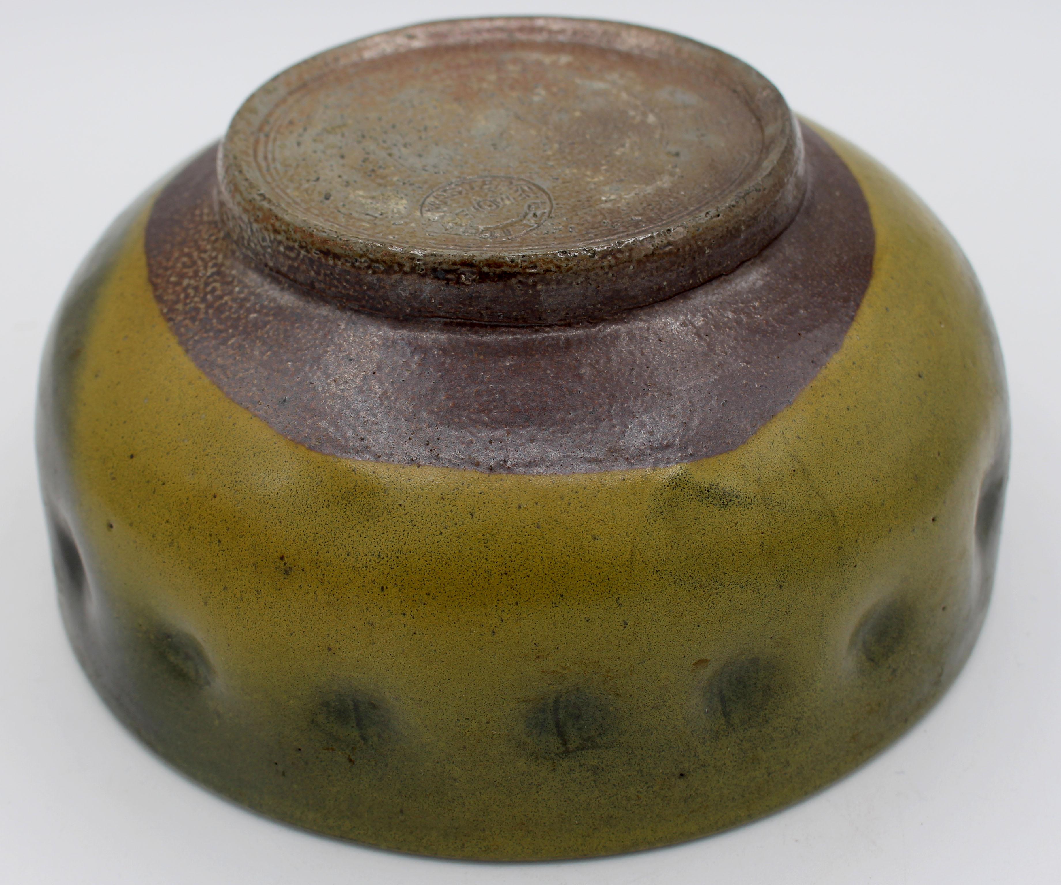Mid-Century Modern 1960-1972 Frogskin Glaze Pottery Bowl by Ben Owen I For Sale