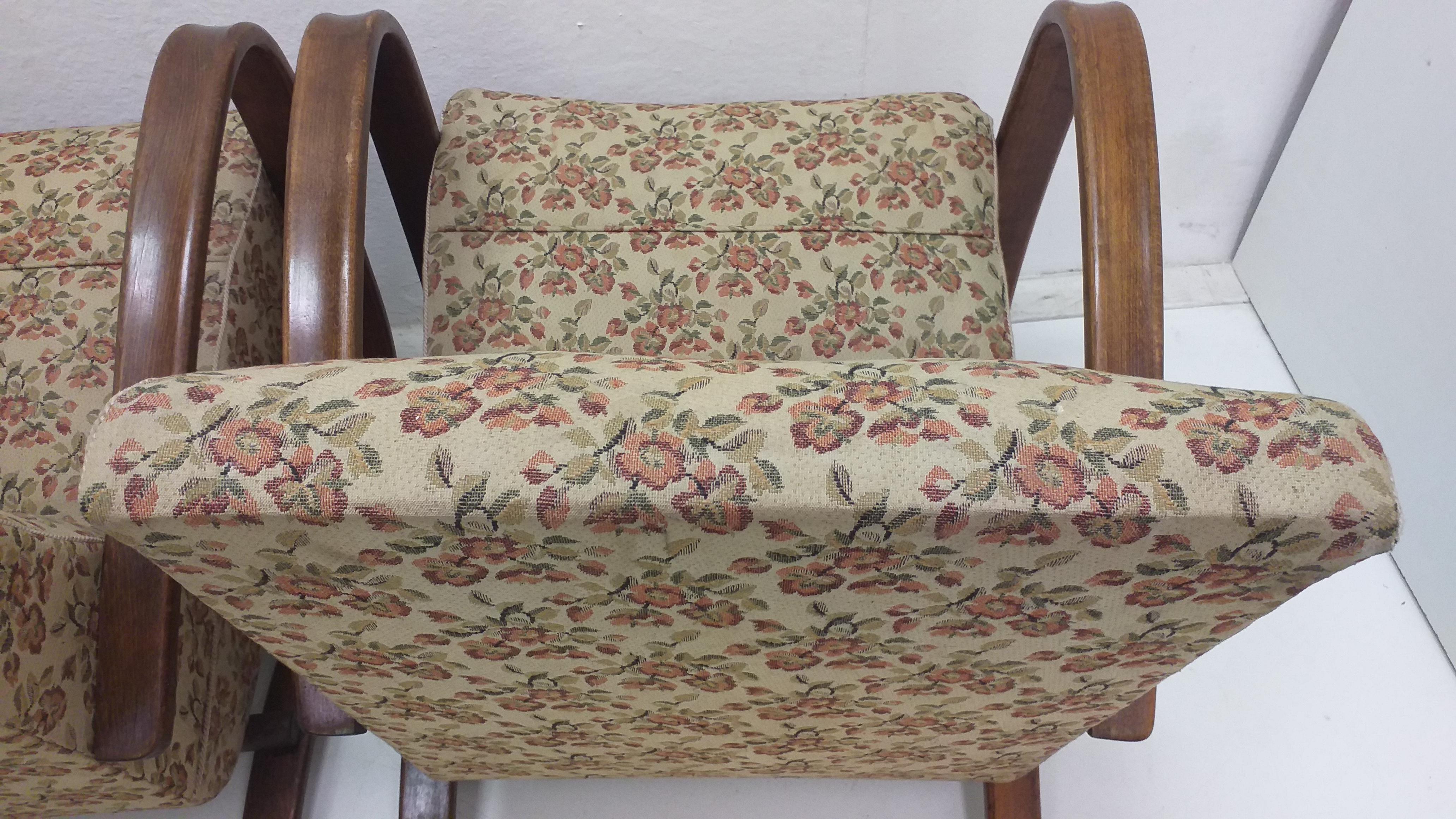 2x fauteuils Halabala de 1960, H 269 et table à araignée, Tchécoslovaquie en vente 4