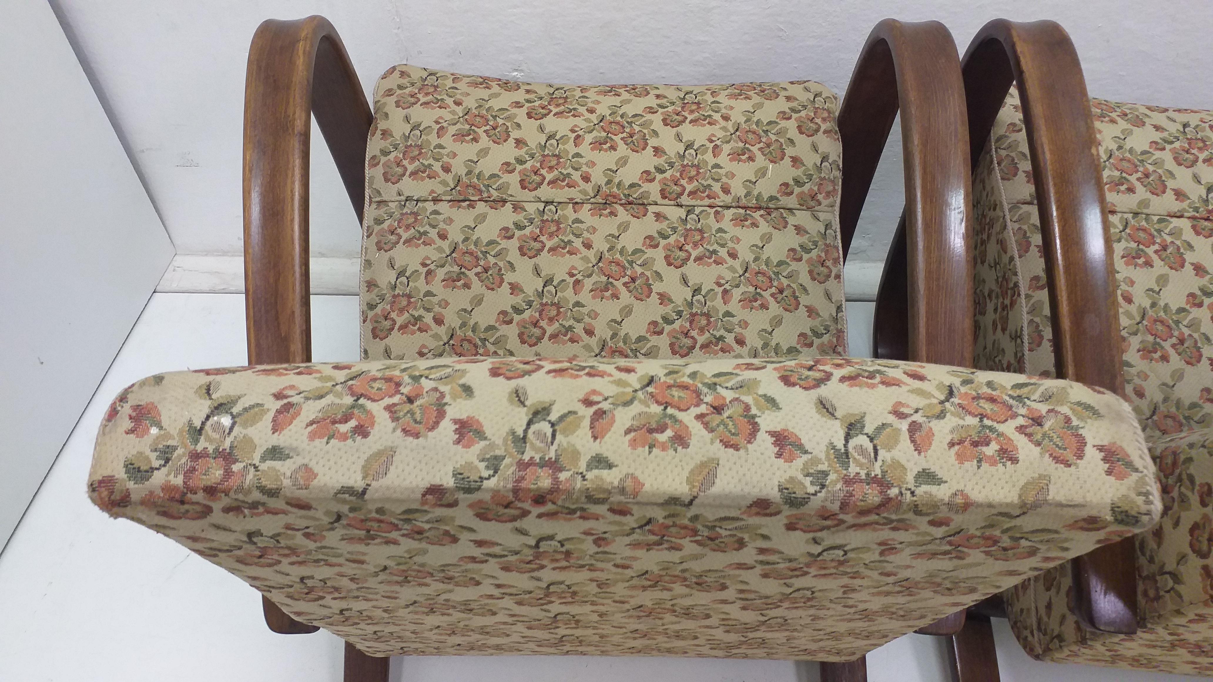 2x fauteuils Halabala de 1960, H 269 et table à araignée, Tchécoslovaquie en vente 5