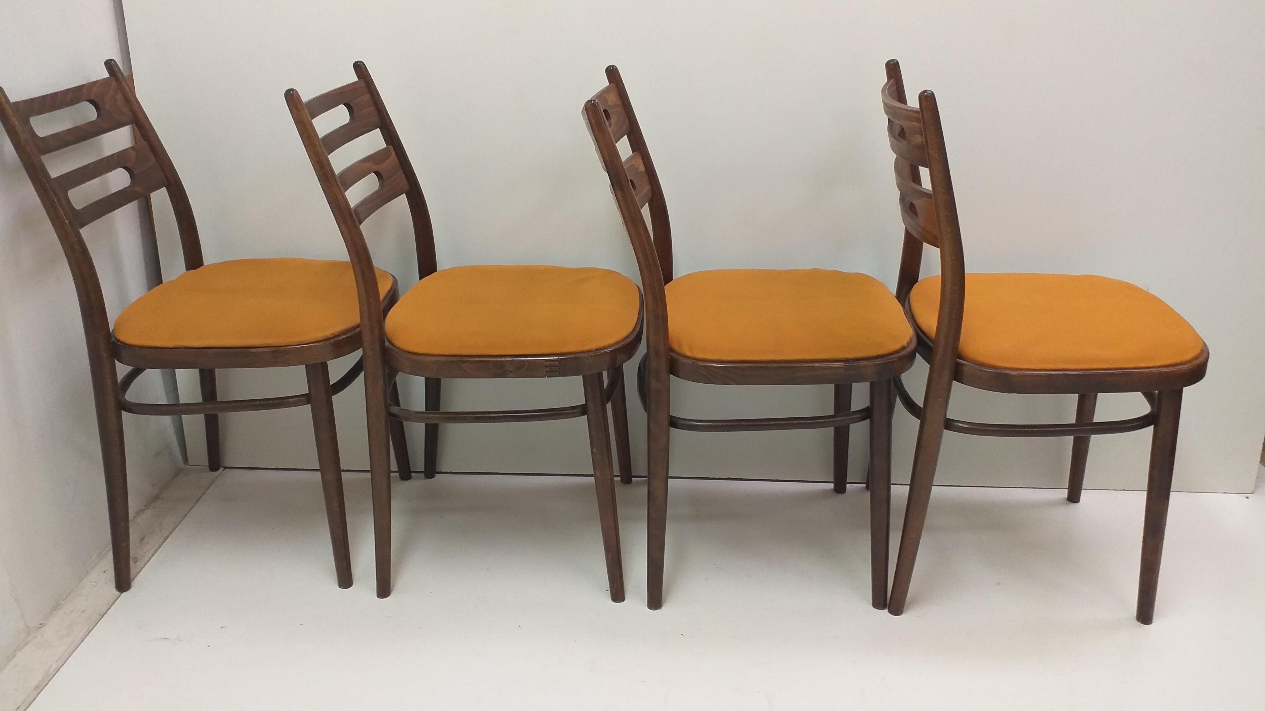 1960 4 Pieces of Ton Chairs, Czechoslovakia For Sale 5