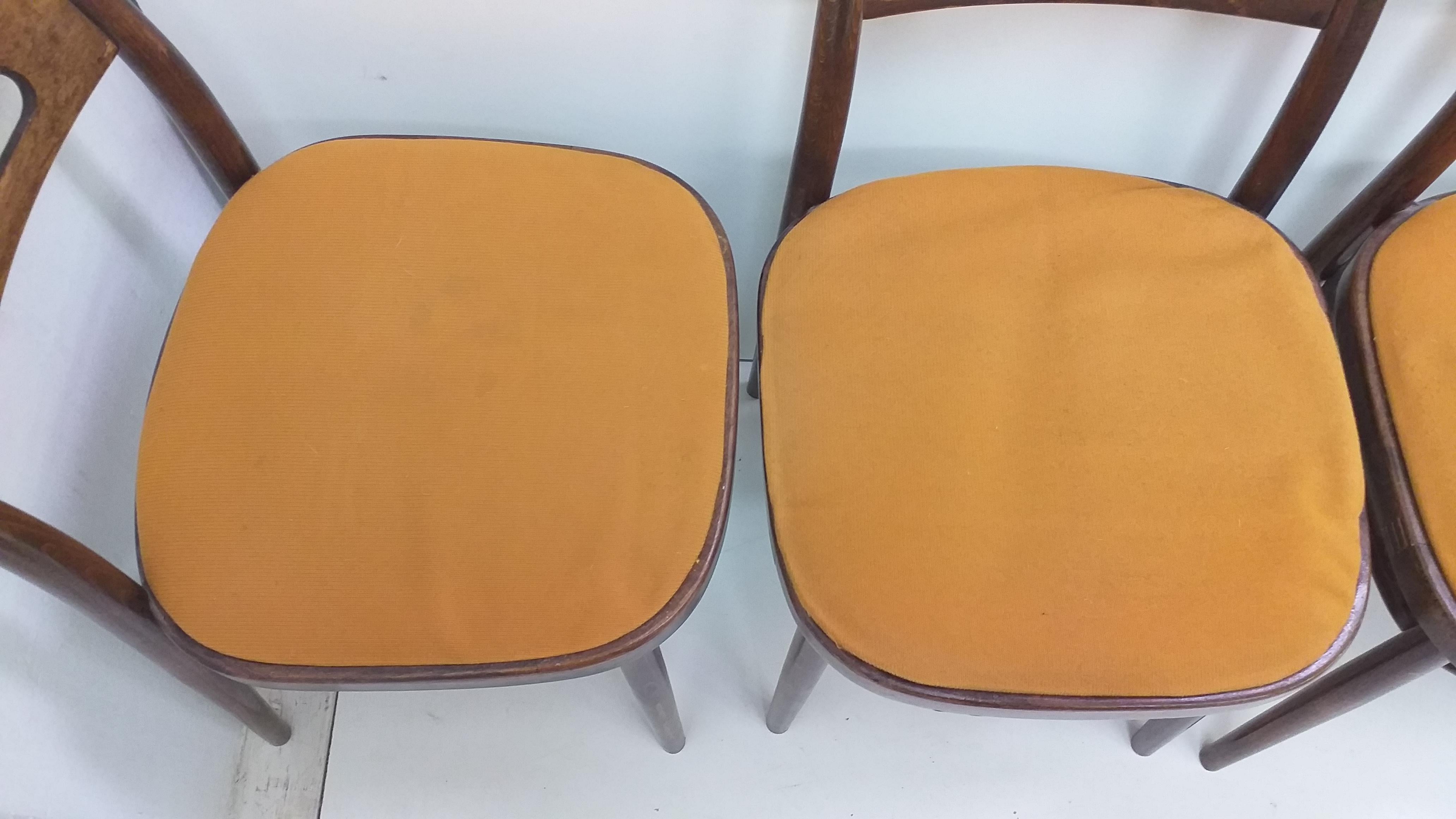 Mid-Century Modern 1960 4 Pieces of Ton Chairs, Czechoslovakia For Sale