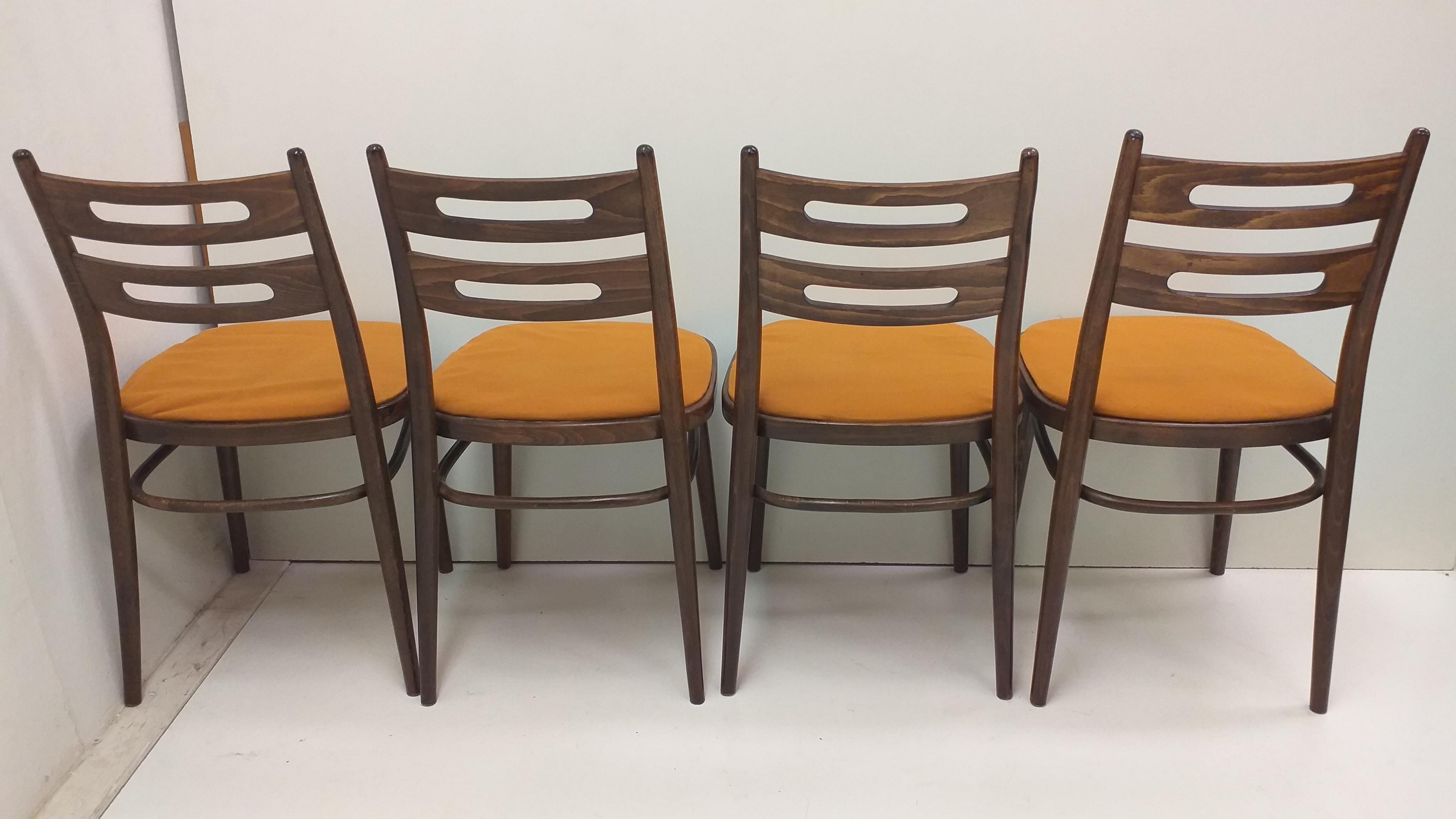 Mid-20th Century 1960 4 Pieces of Ton Chairs, Czechoslovakia For Sale