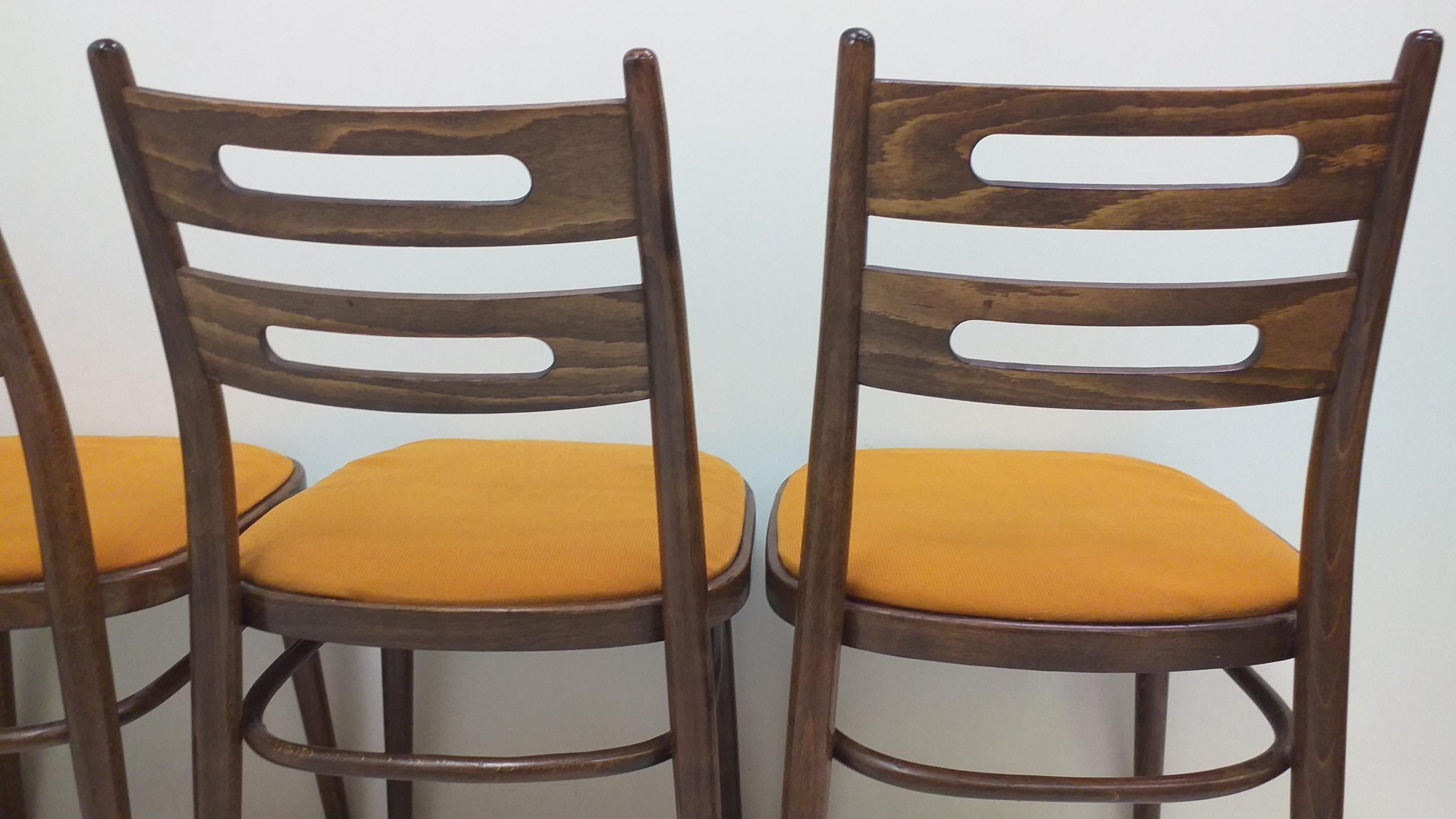1960 4 Pieces of Ton Chairs, Czechoslovakia For Sale 1