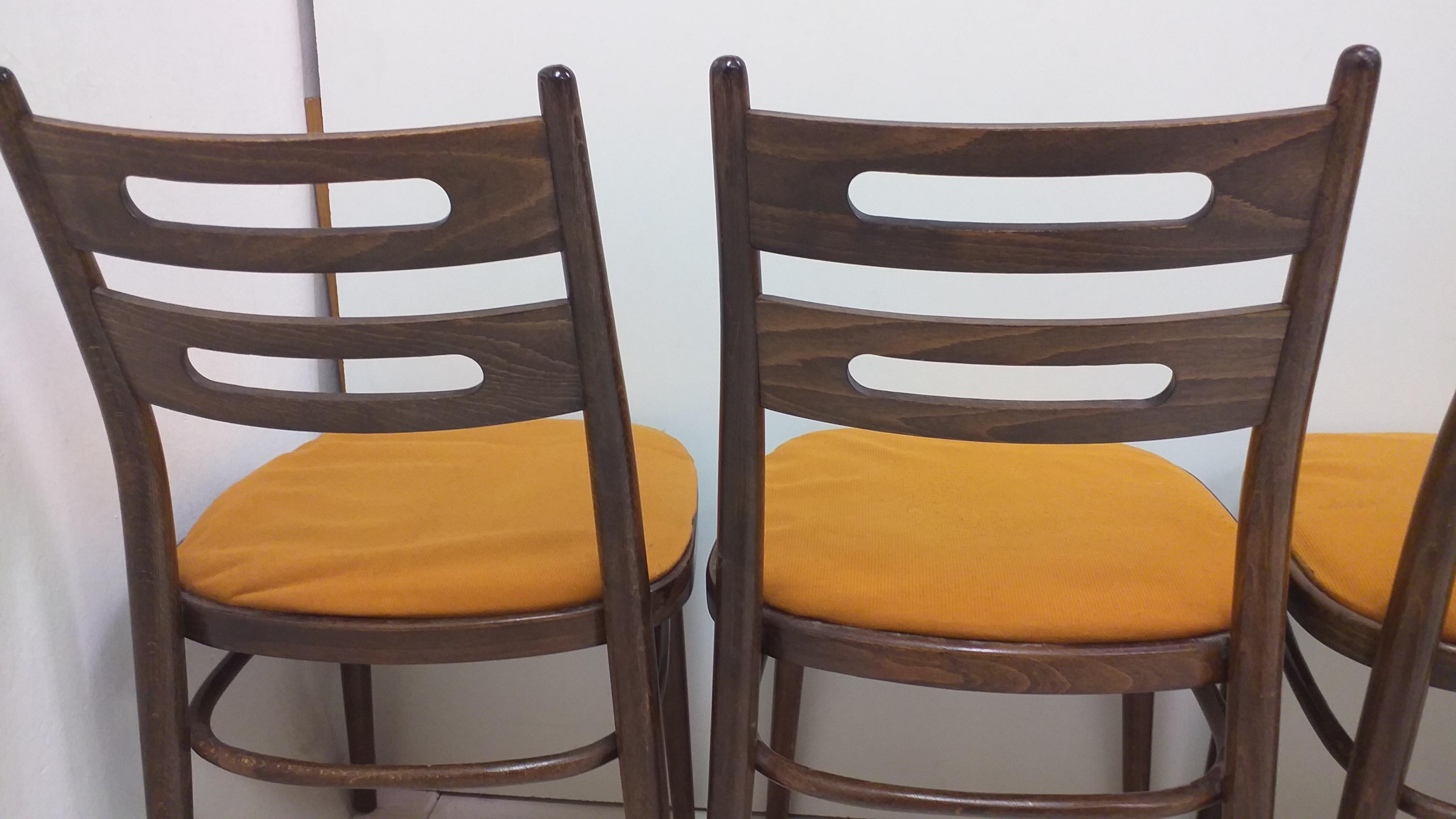 1960 4 Pieces of Ton Chairs, Czechoslovakia For Sale 2
