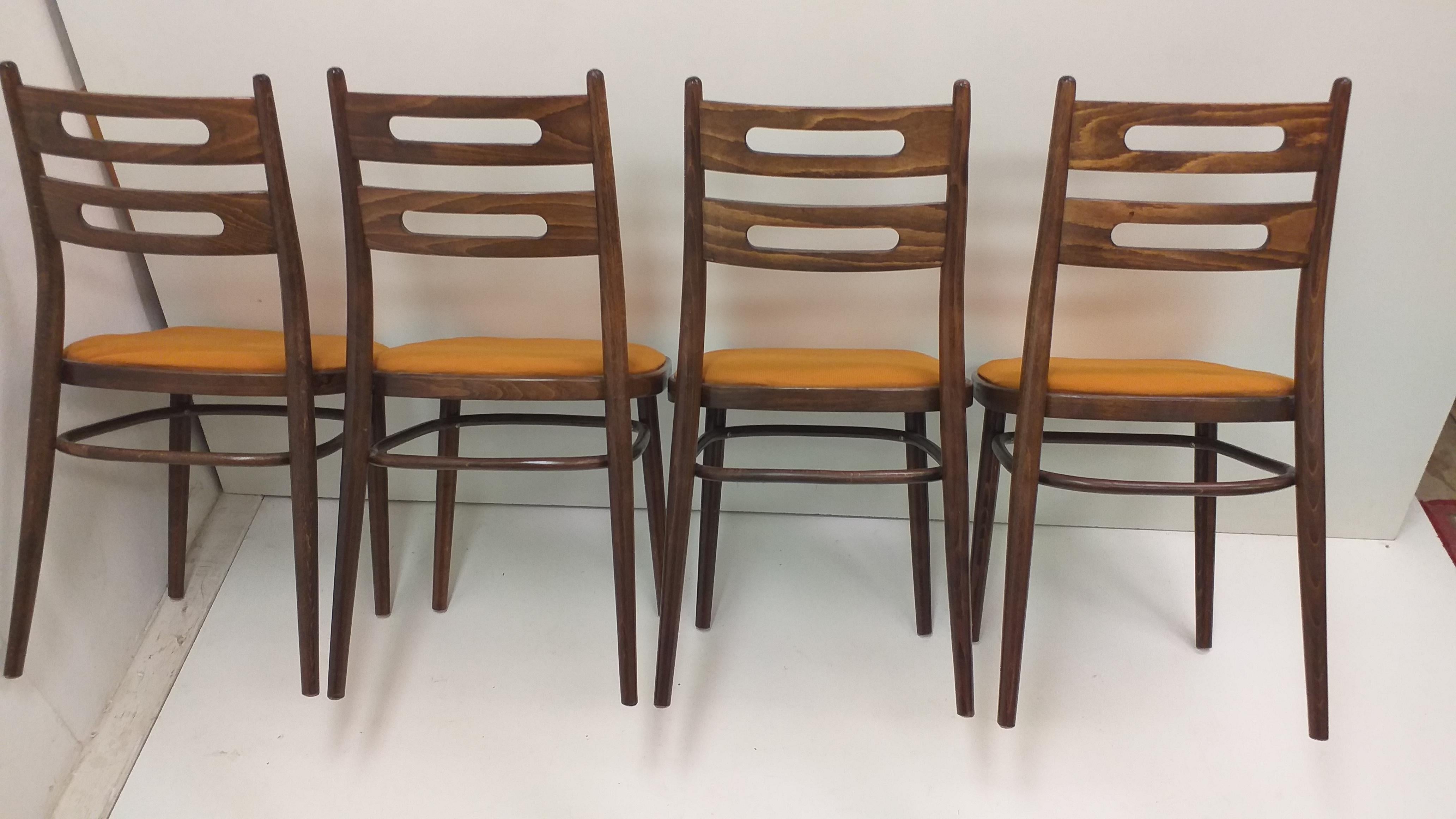 1960 4 Pieces of Ton Chairs, Czechoslovakia For Sale 3