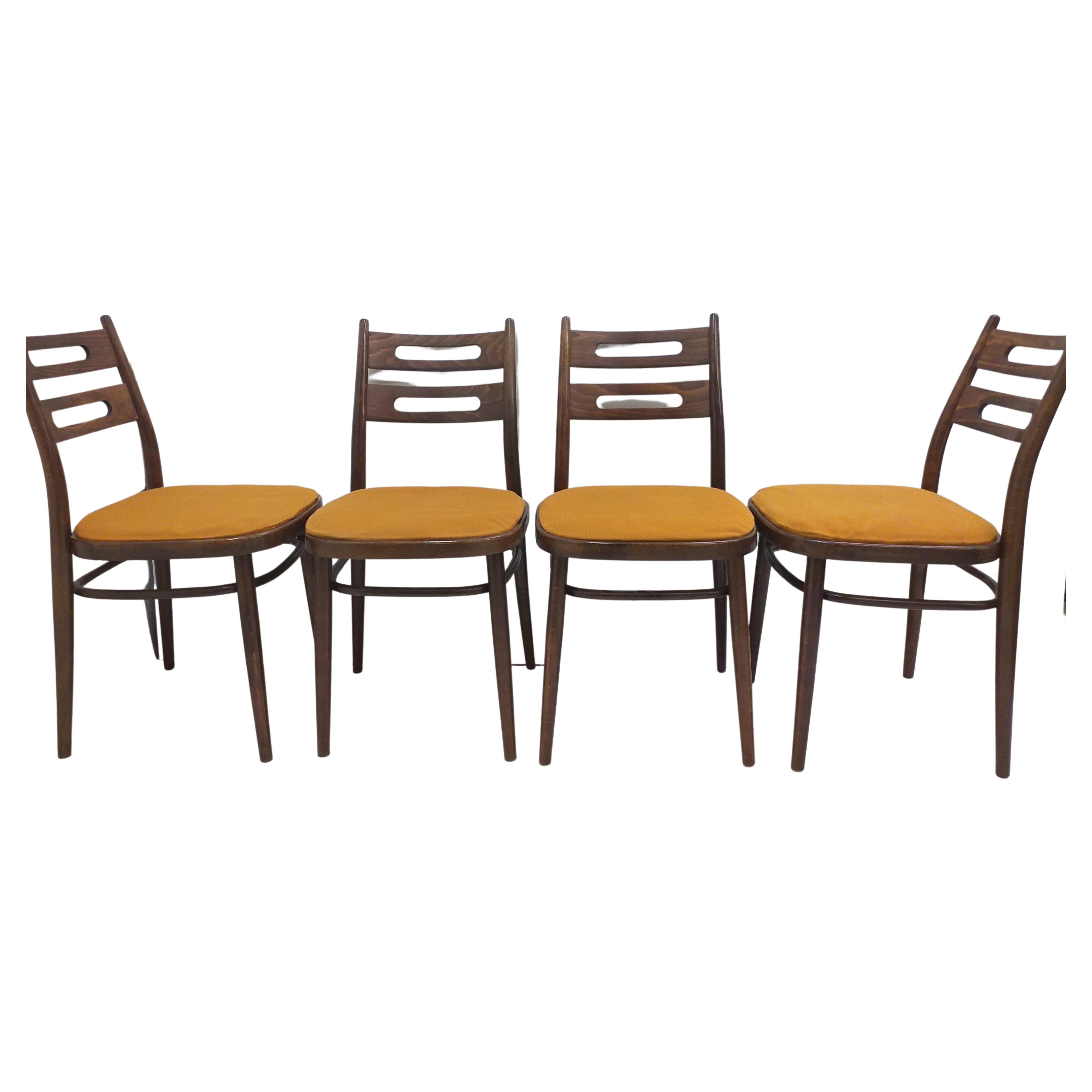 1960 4 Pieces of Ton Chairs, Czechoslovakia For Sale