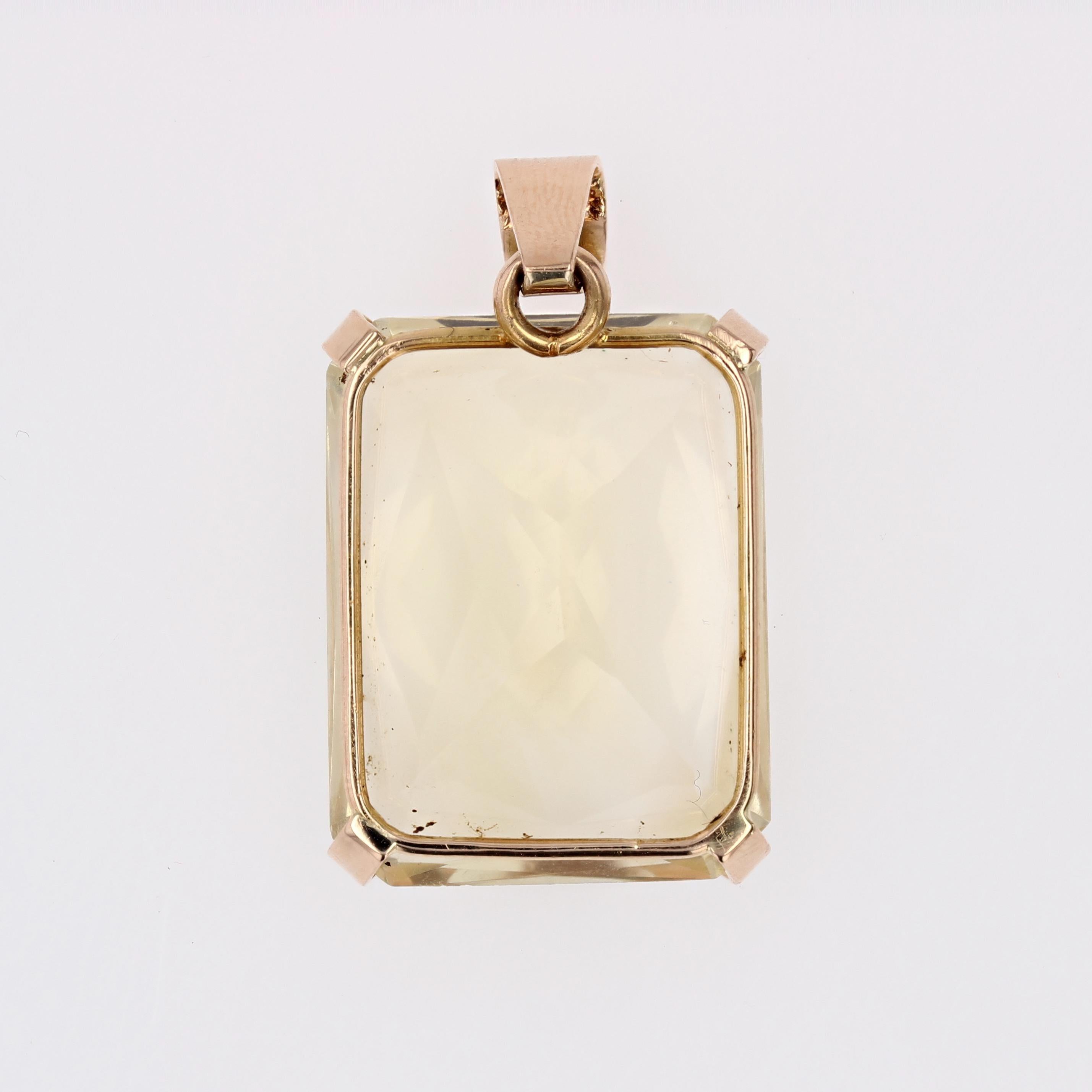 Pendentif rétro en or rose 18 carats et citrine de 48 carats, 1960 en vente 2