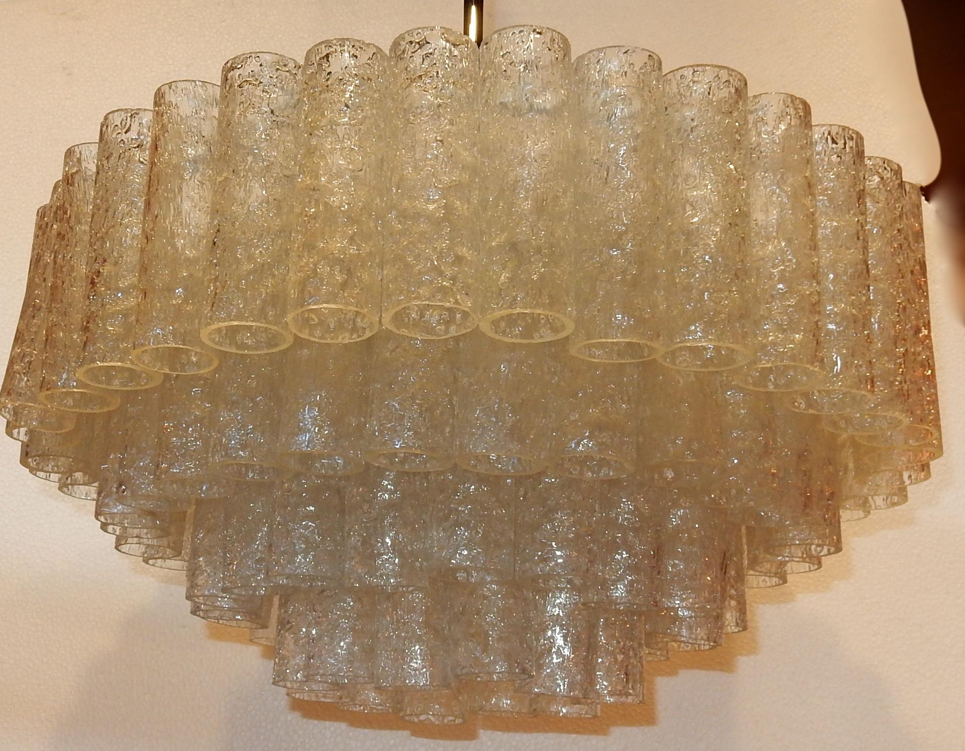 Glass 1960-1970 ‘Venini Murano Doria Chandelier 6 Bulbs