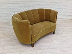 1960-70s, Danish 2 Seater "Banana" Sofa, Original Very Good Condition