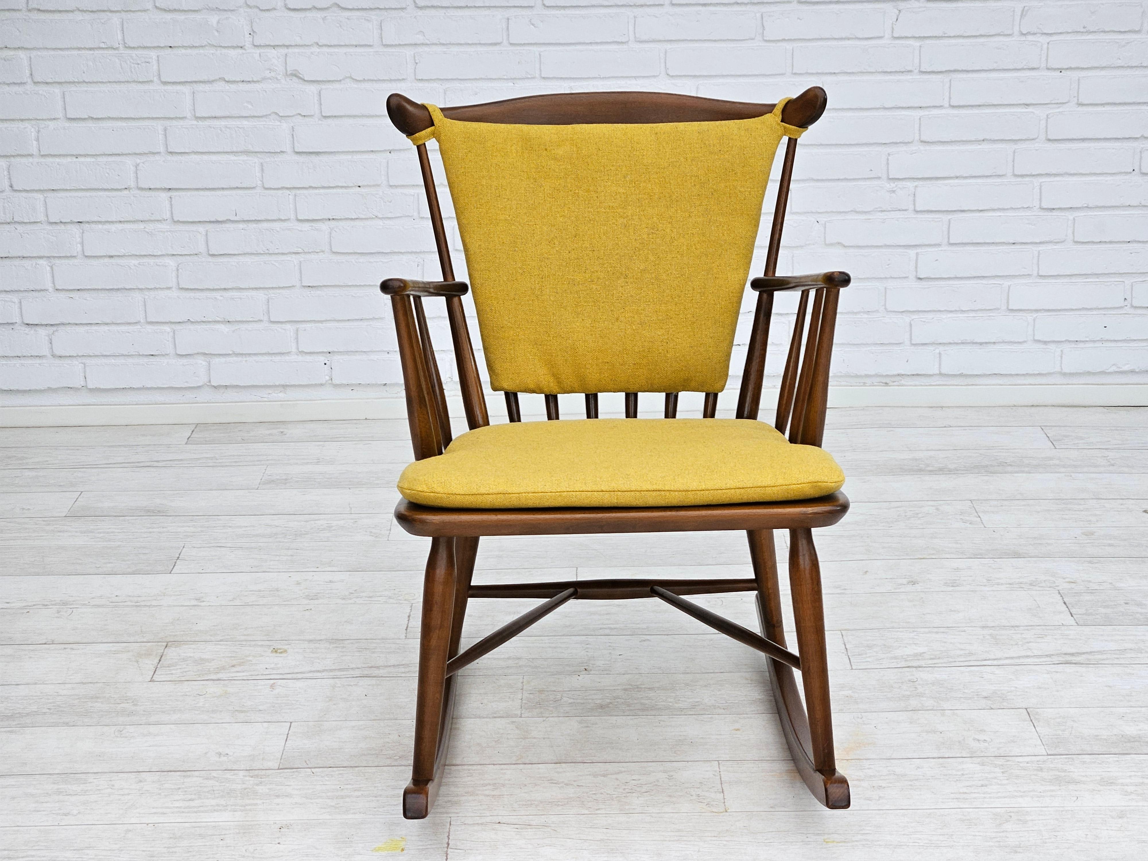 Scandinavian Modern 1960-70s, Danish design by Farstrup Stolefabrik, reupholstered rocking chair. For Sale