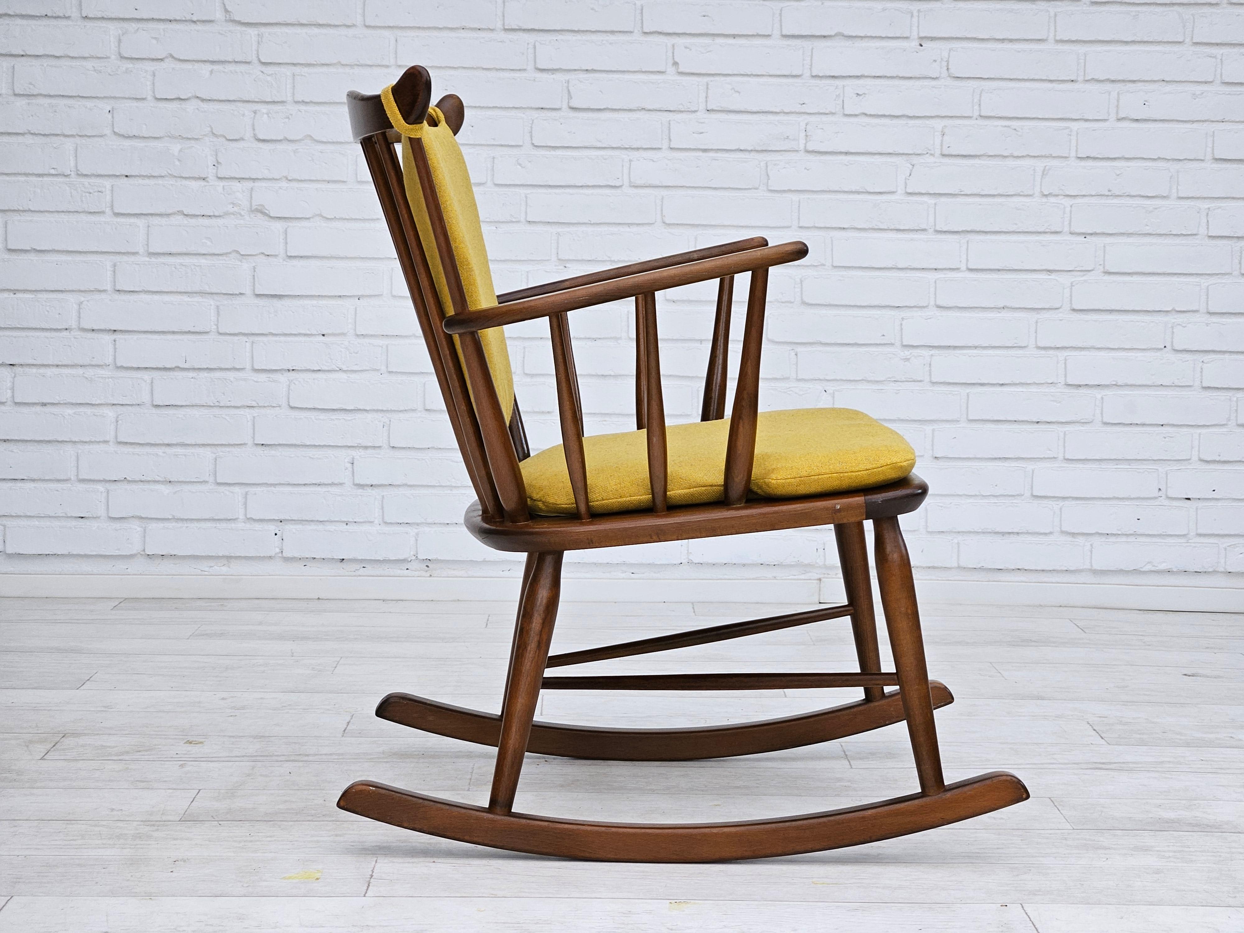 Mid-20th Century 1960-70s, Danish design by Farstrup Stolefabrik, reupholstered rocking chair. For Sale