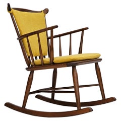 Années 1960-70, Design/One par Farstrup Stolefabrik, chaise à bascule rembourrée.