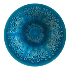 1960/70s Danish Large turquoise Ceramic Platter by Kähler