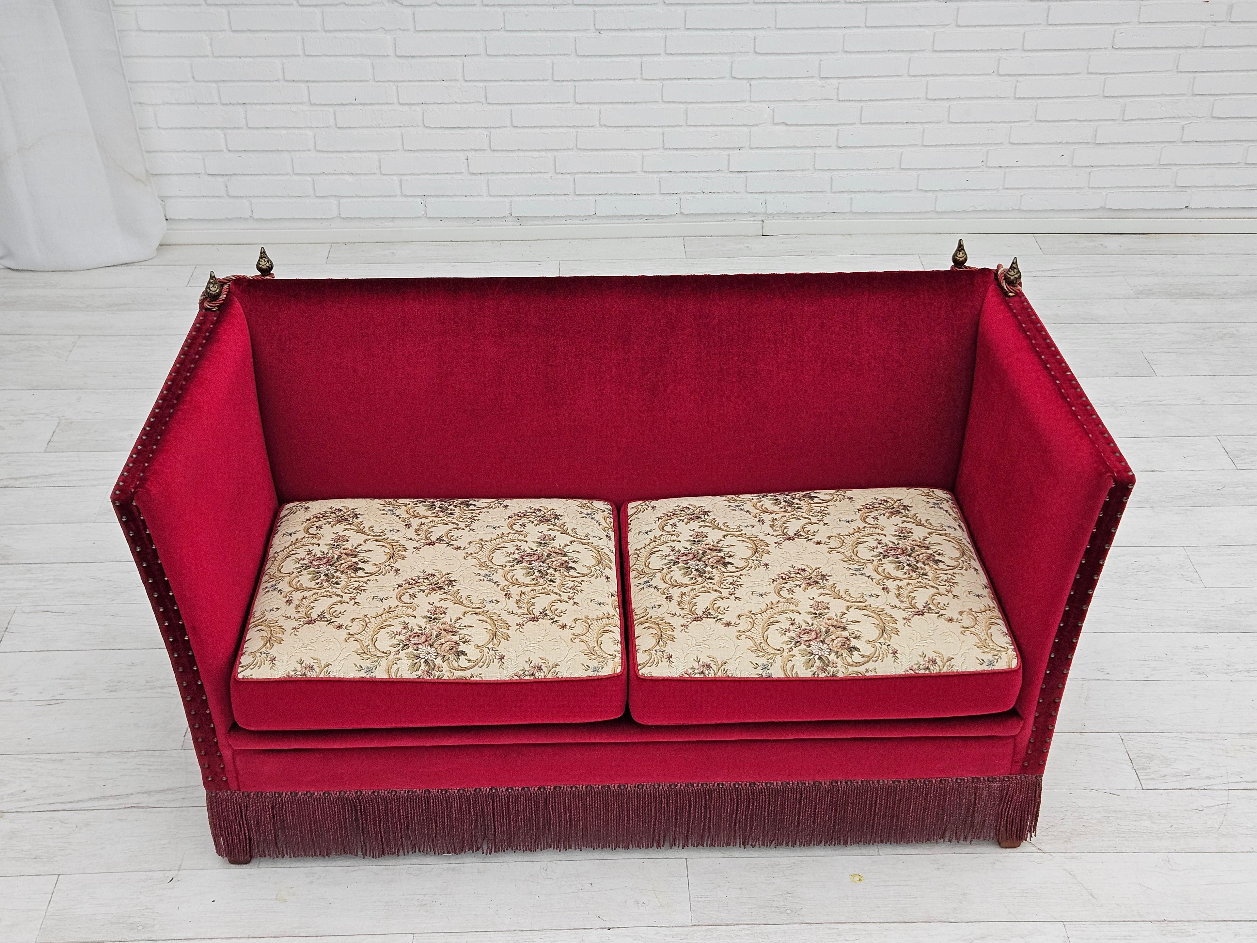 Scandinavian Modern 1960-70s, Danish velour 2 seater sofa, original very good condition. For Sale