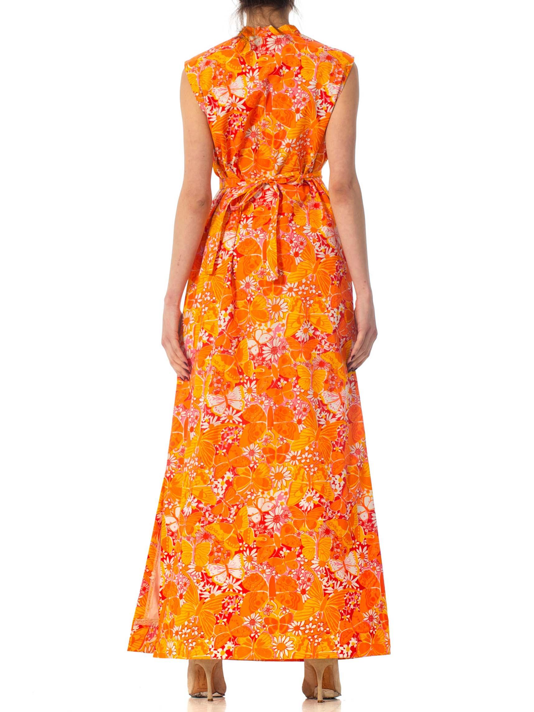 1960S Lilly Pulitzer Orange Cotton Mod Butterfly Printed Dress Xl 3
