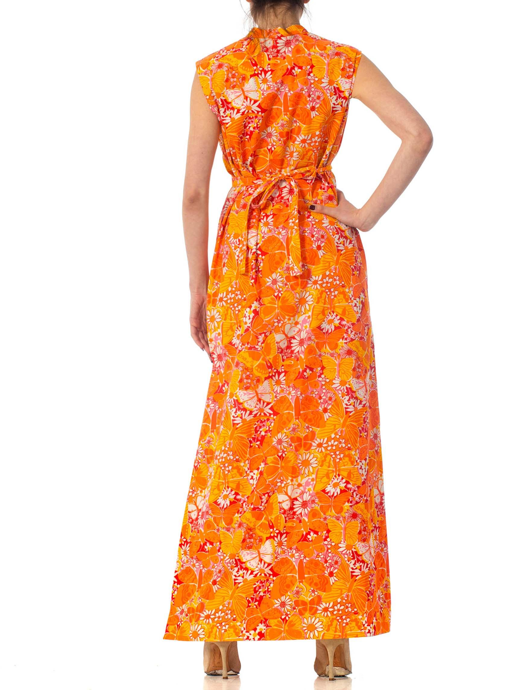 1960S Lilly Pulitzer Orange Cotton Mod Butterfly Printed Dress Xl 2