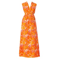 Vintage 1960S Lilly Pulitzer Orange Cotton Mod Butterfly Printed Dress Xl