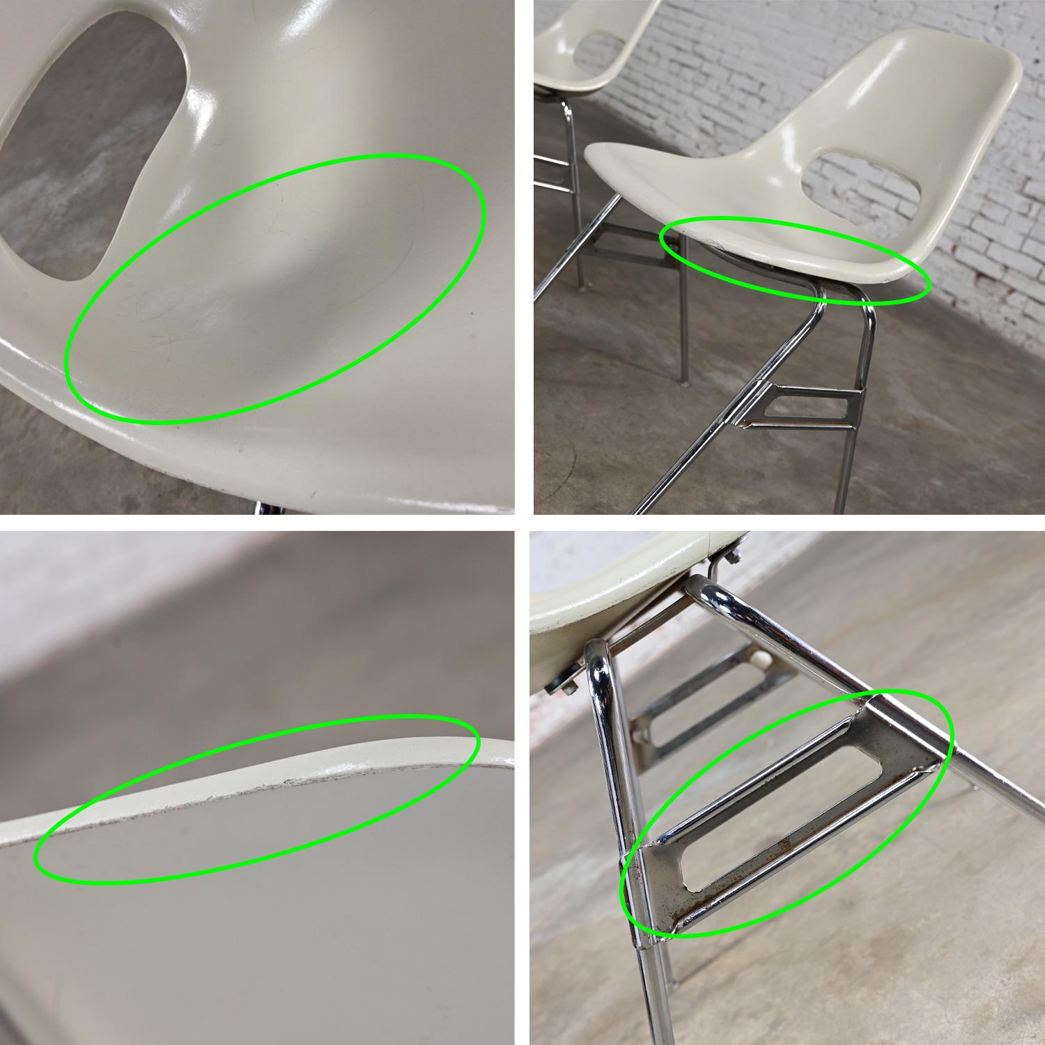 1960-70’s MCM Krueger International White Fiberglass & Chrome Stacking Chairs 4 For Sale 4