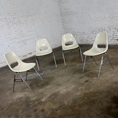 1960-70’s MCM Krueger International White Fiberglass & Chrome Stacking Chairs 4