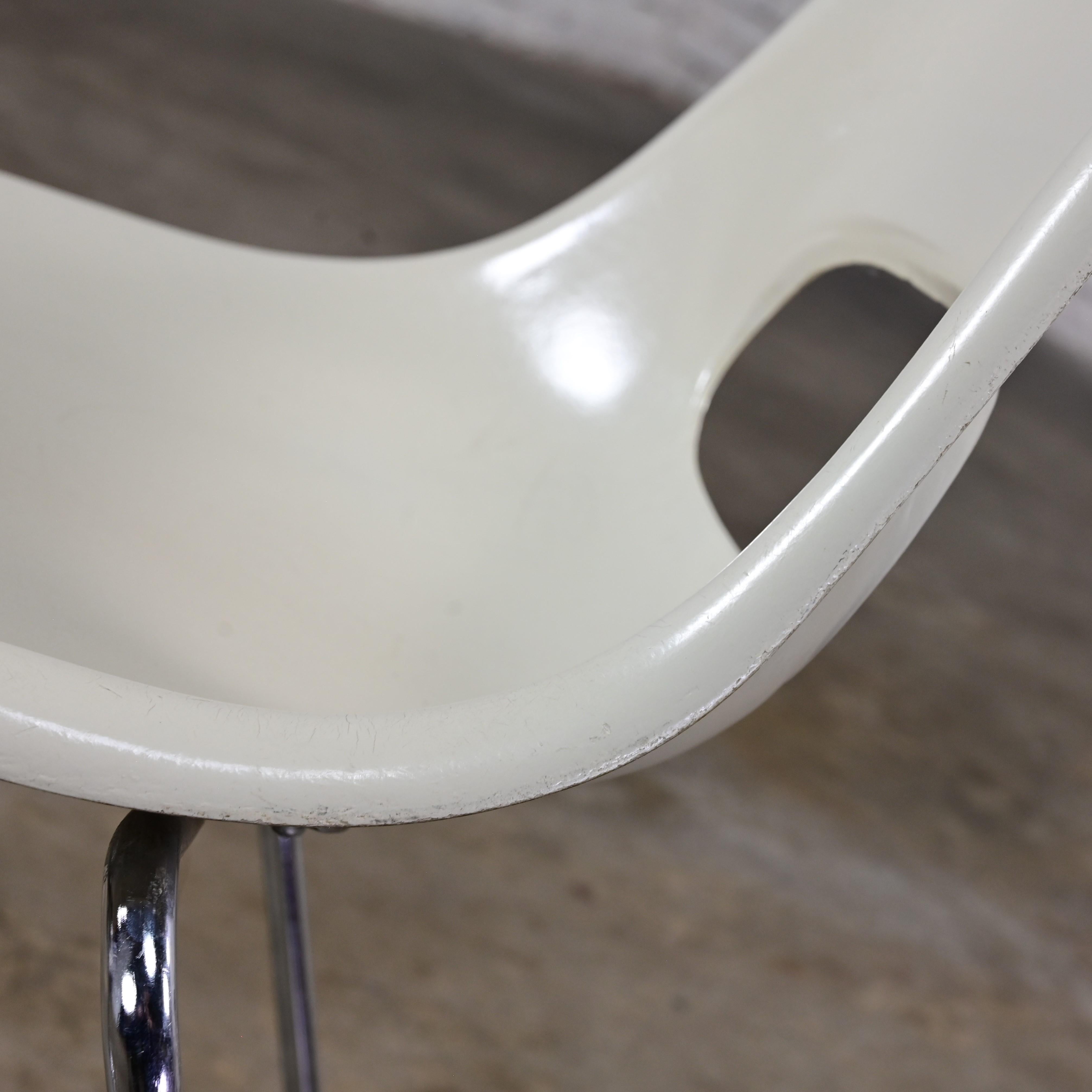 1960-70’s MCM Krueger International White Fiberglass & Chrome Stacking Chairs For Sale 7