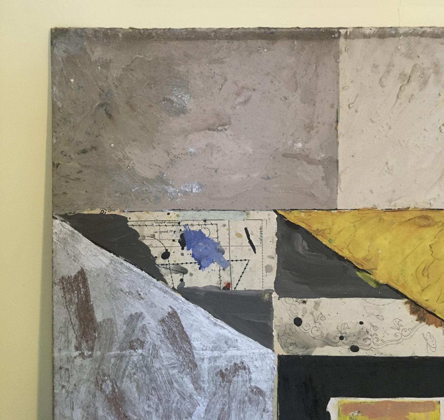Italian 1960 Abstract Painting and Paper Collage Ermete by Ermete Lancini  For Sale