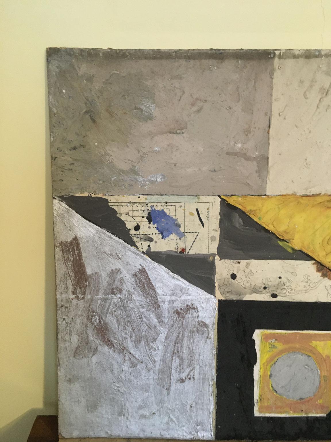 Hand-Crafted 1960 Abstract Painting and Paper Collage Ermete by Ermete Lancini  For Sale