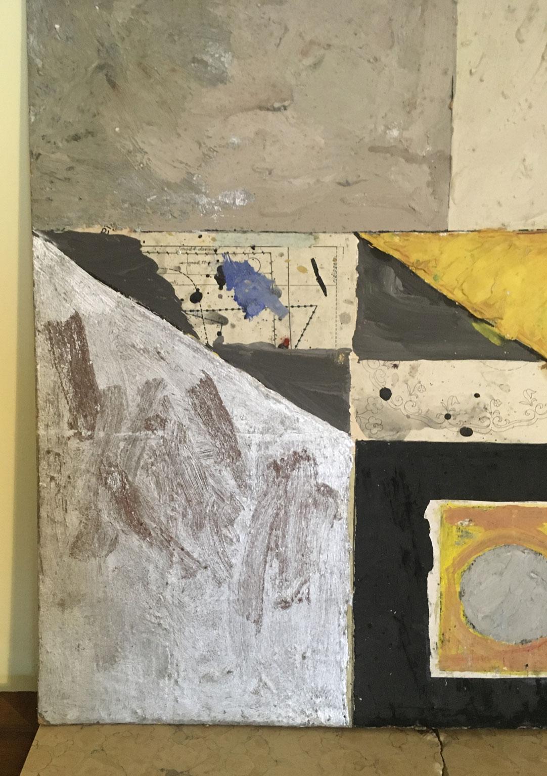 1960 Abstract Painting and Paper Collage Ermete by Ermete Lancini  In Good Condition For Sale In Brescia, IT