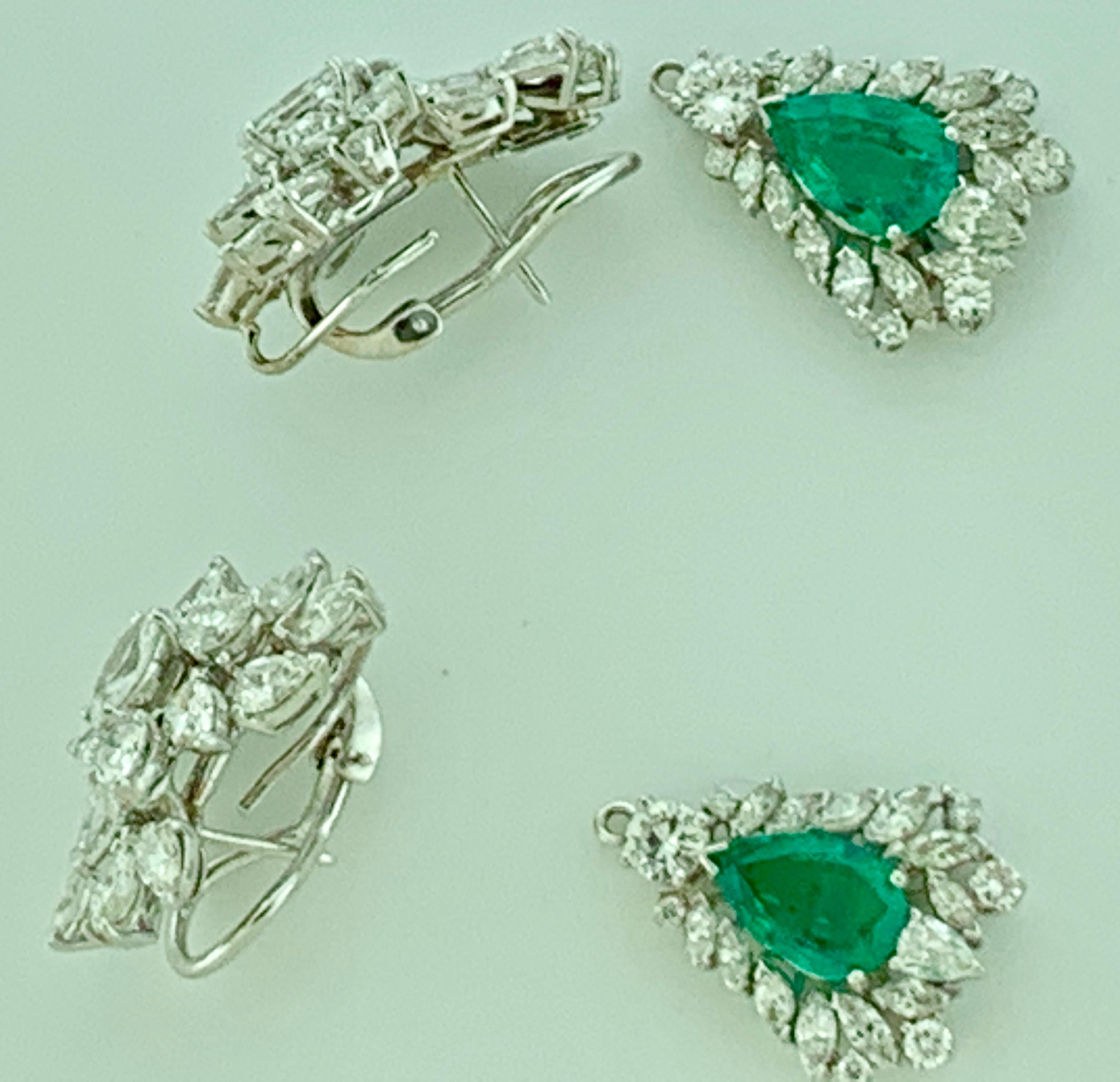 1960 AGL Certified Colombian Minor Traditional Emerald Diamond Drop Earrings PT For Sale 7