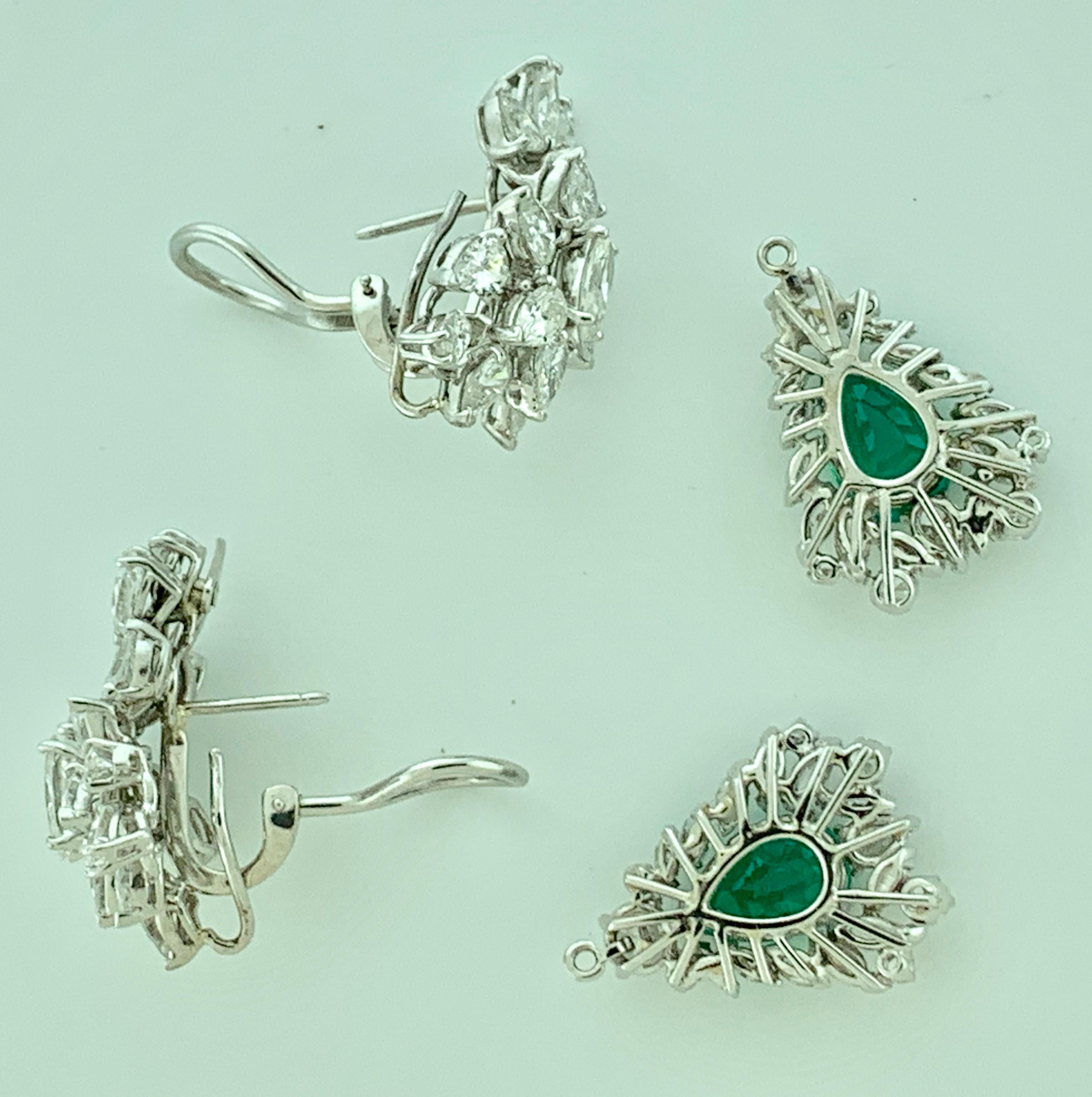 1960 AGL Certified Colombian Minor Traditional Emerald Diamond Drop Earrings PT For Sale 8