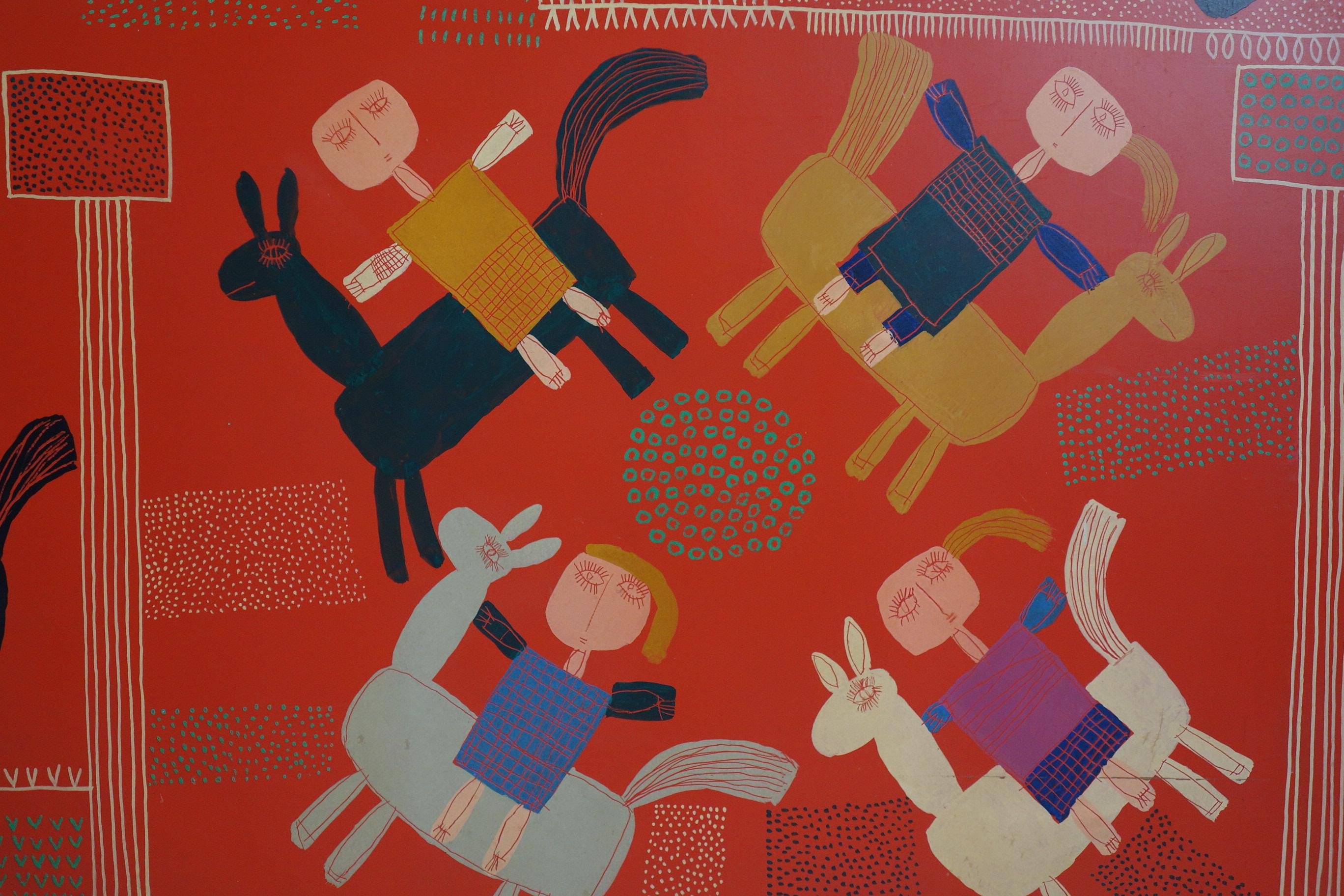 1960 Agostino Piazza Tino da Noale Italienische Kunst Naif Big Paint Wood (Holz) im Angebot