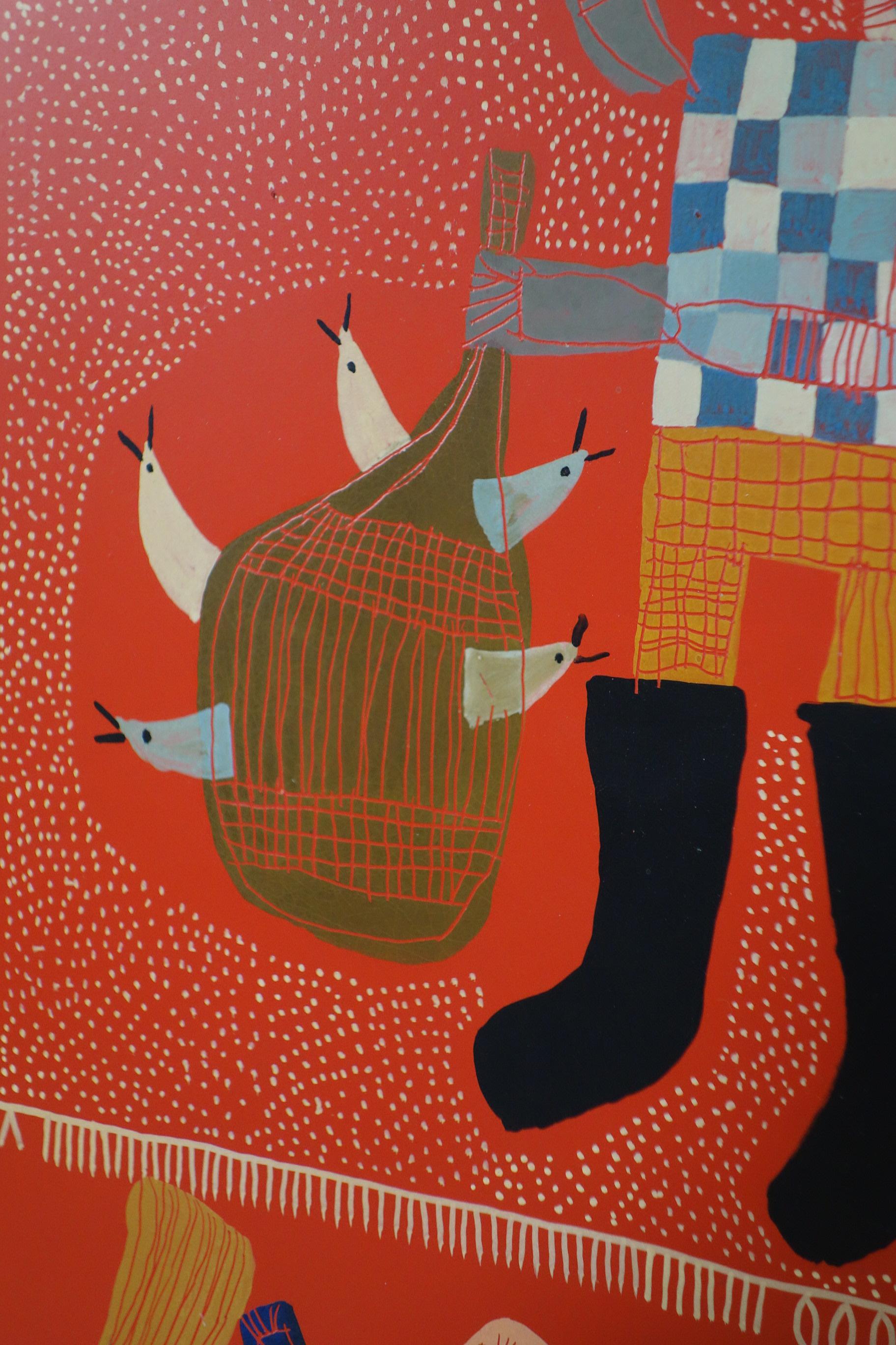1960 Agostino Piazza Tino da Noale Italienische Kunst Naif Big Paint Wood im Angebot 2