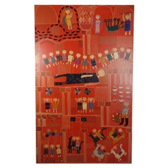 1960 Agostino Piazza Tino da Noale Italian Art Naif Big Paint Wood