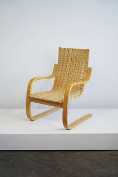 Freitragender Alvar Aalto-Stuhl Modell 406 von Artek aus Birke und Rohr Webbing, 1960