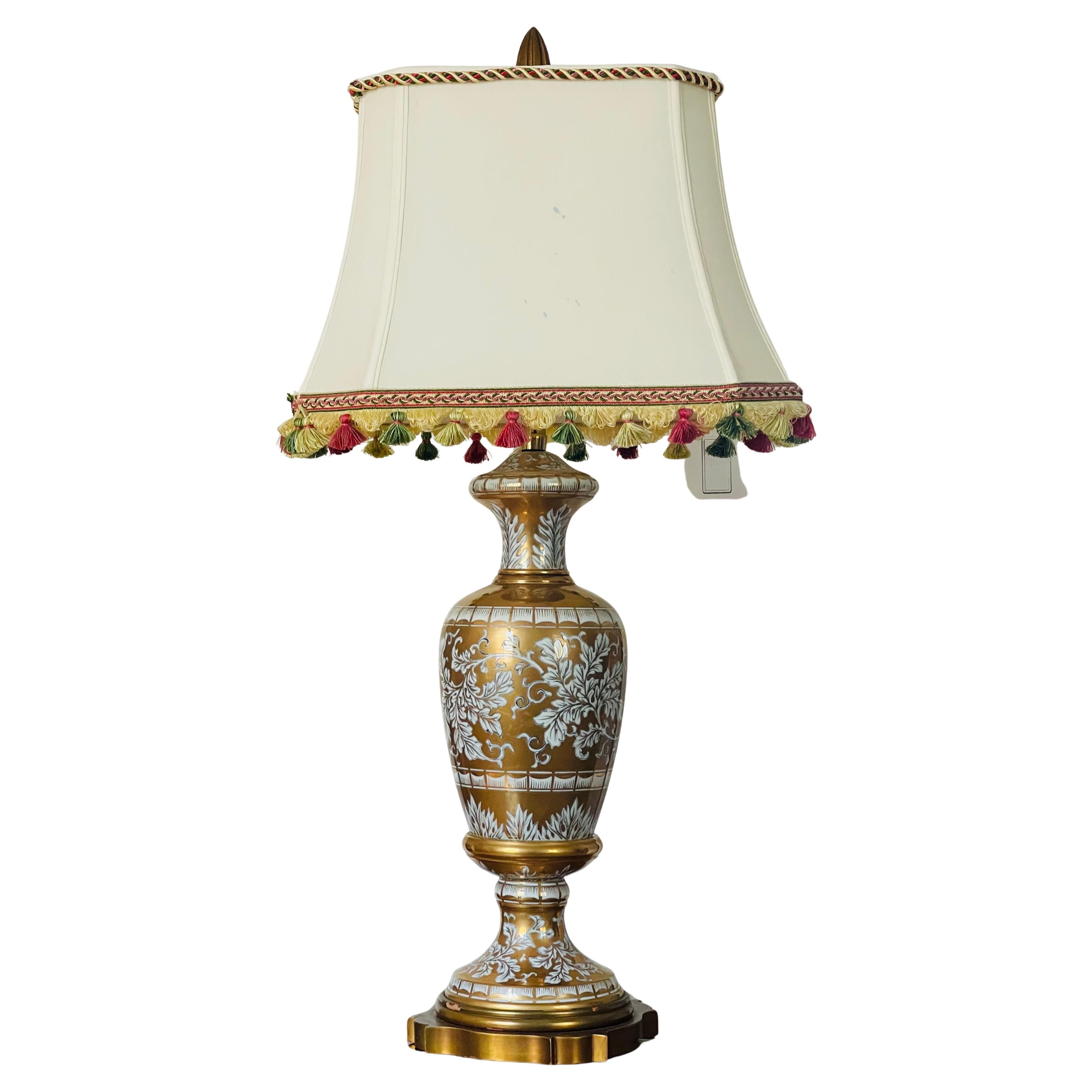 1960 American Marbro Co Gold White Porcelain Lamp