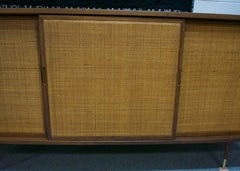 1960 American Walnut Credenza with Woven Cane Doors