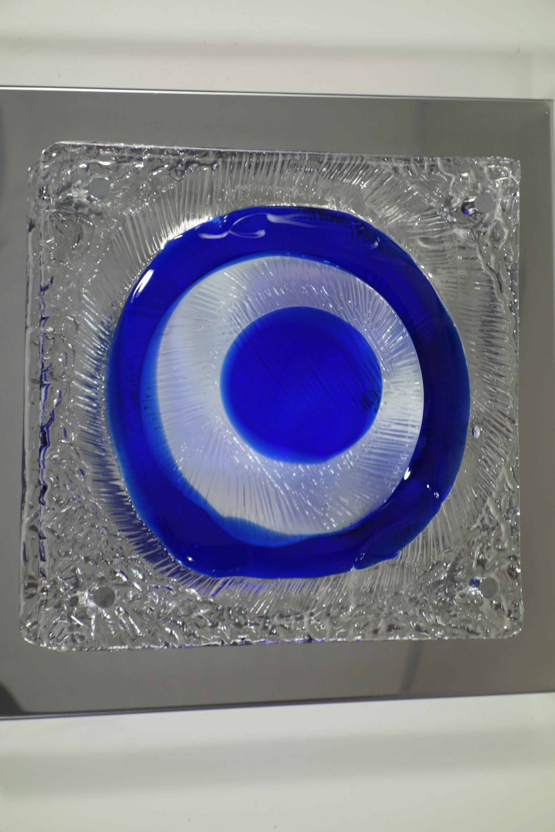 1960 Angelo Brotto Esperia Pace Age Design Aplique de acero y cristal _ Set de 4 en venta 9