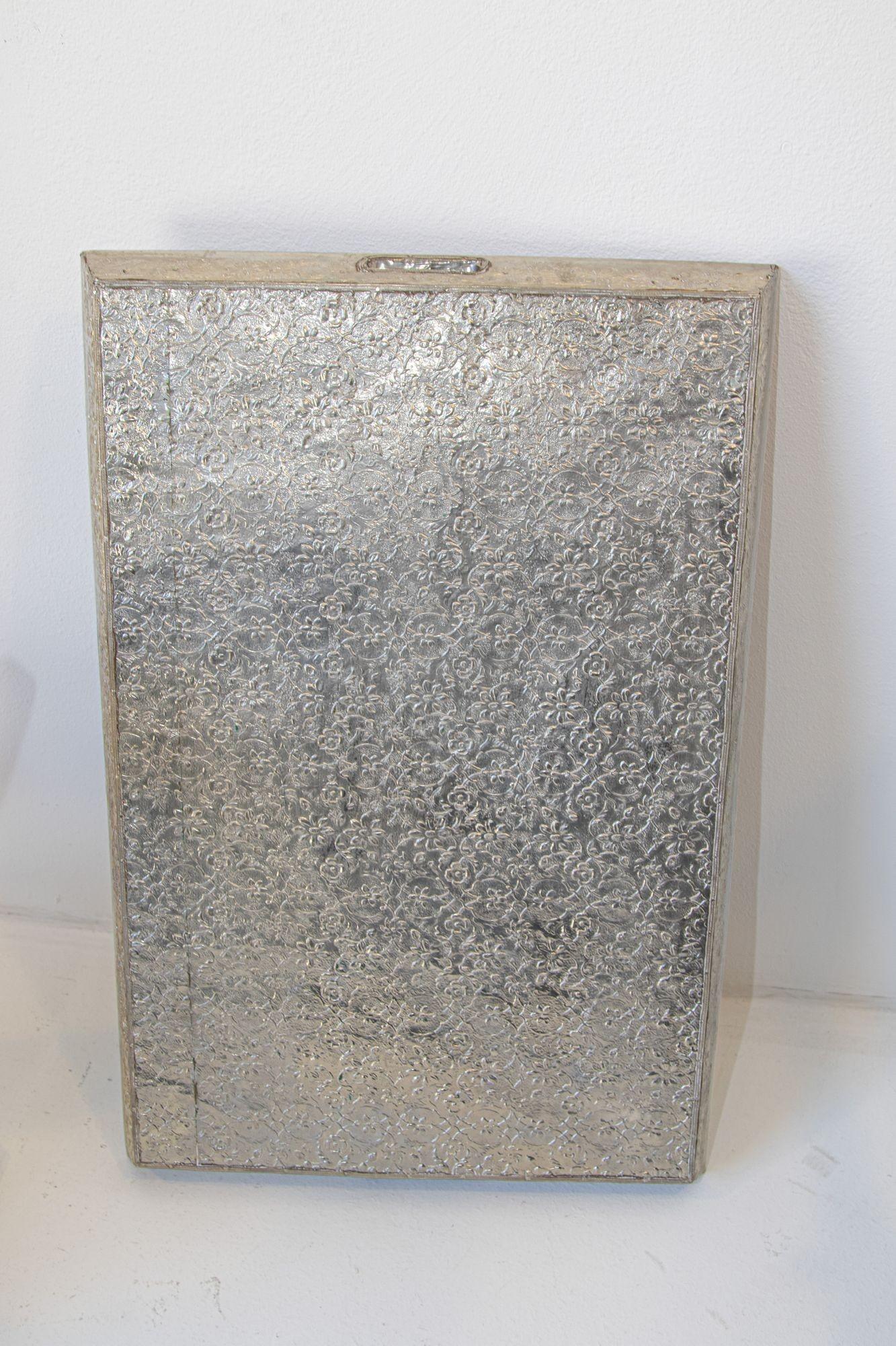 1960 Anglo-Indian Silver Wrapped Clad Folding Tray Table For Sale 12