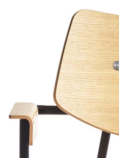 1960 Armchair Natur Oak with metal frame and Plywood, Mid-Century Modern Style