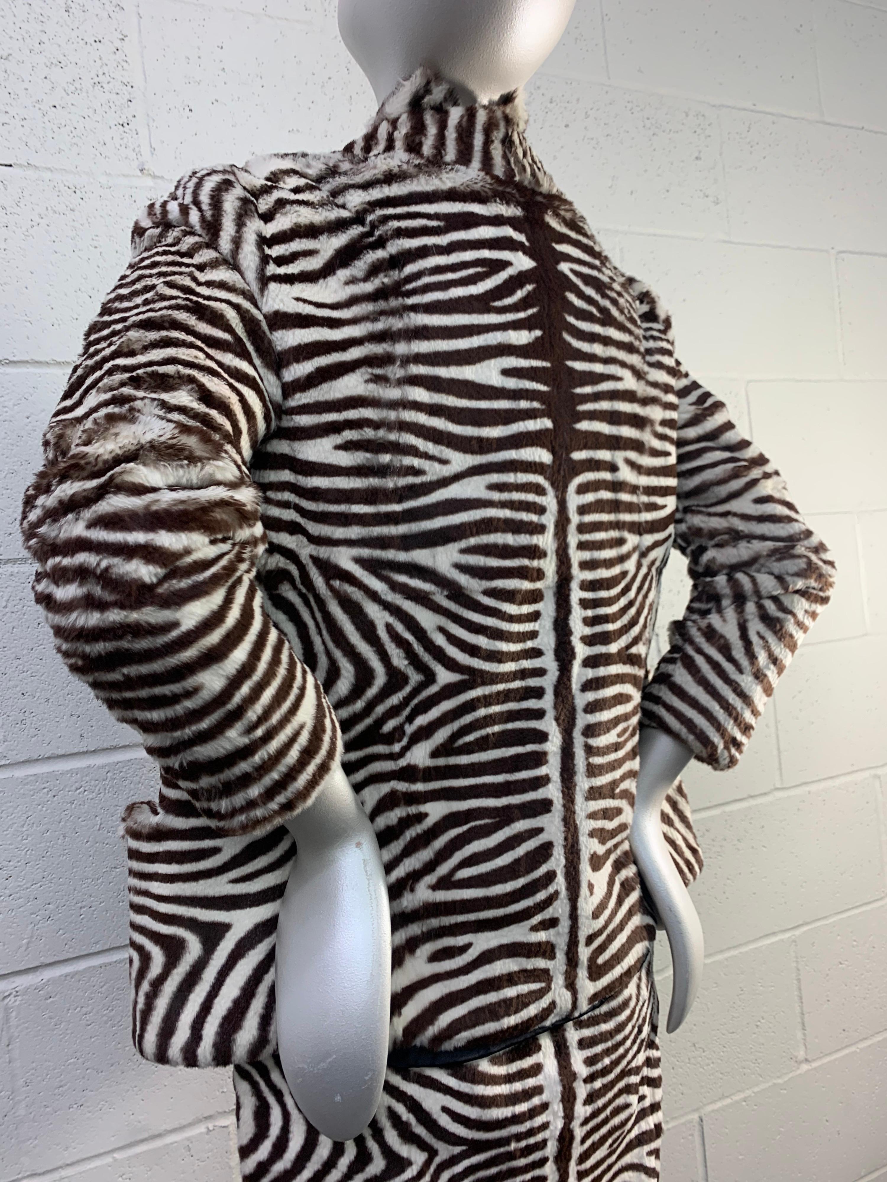 Black 1960 Arthur Stevens Zebra Stenciled Lapin Mod Dress and Jacket Ensemble For Sale