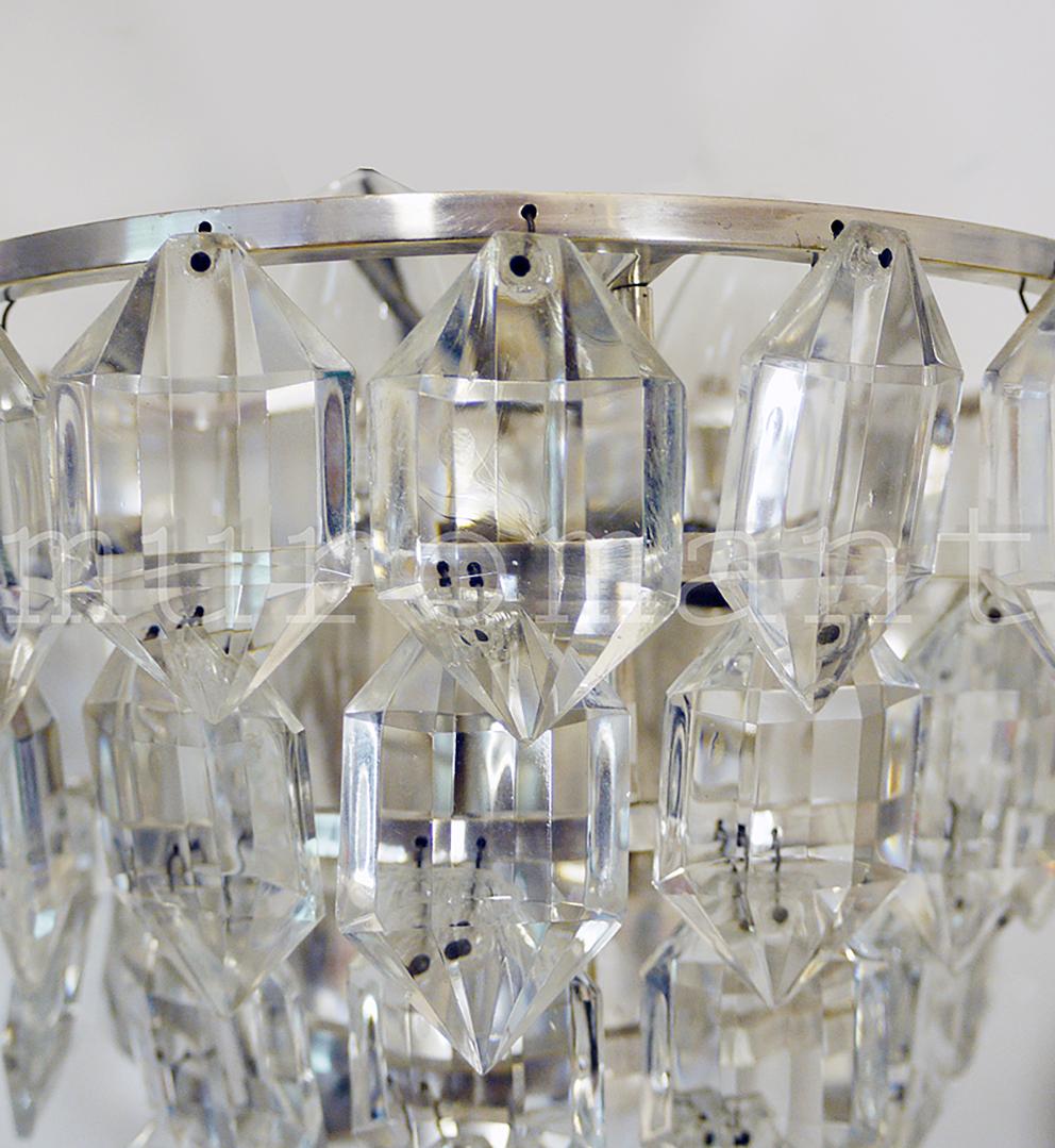 Mid-20th Century Pair of 1960 Austria Bakalowits Wall Sconces Facetted Crystals and Silver Plated For Sale